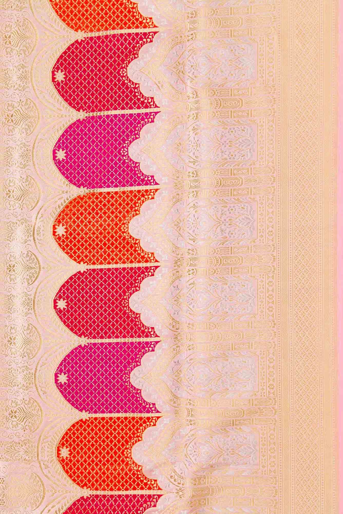Pure Silk Pure Zari Rose pink Banarasi Saree - Image 5