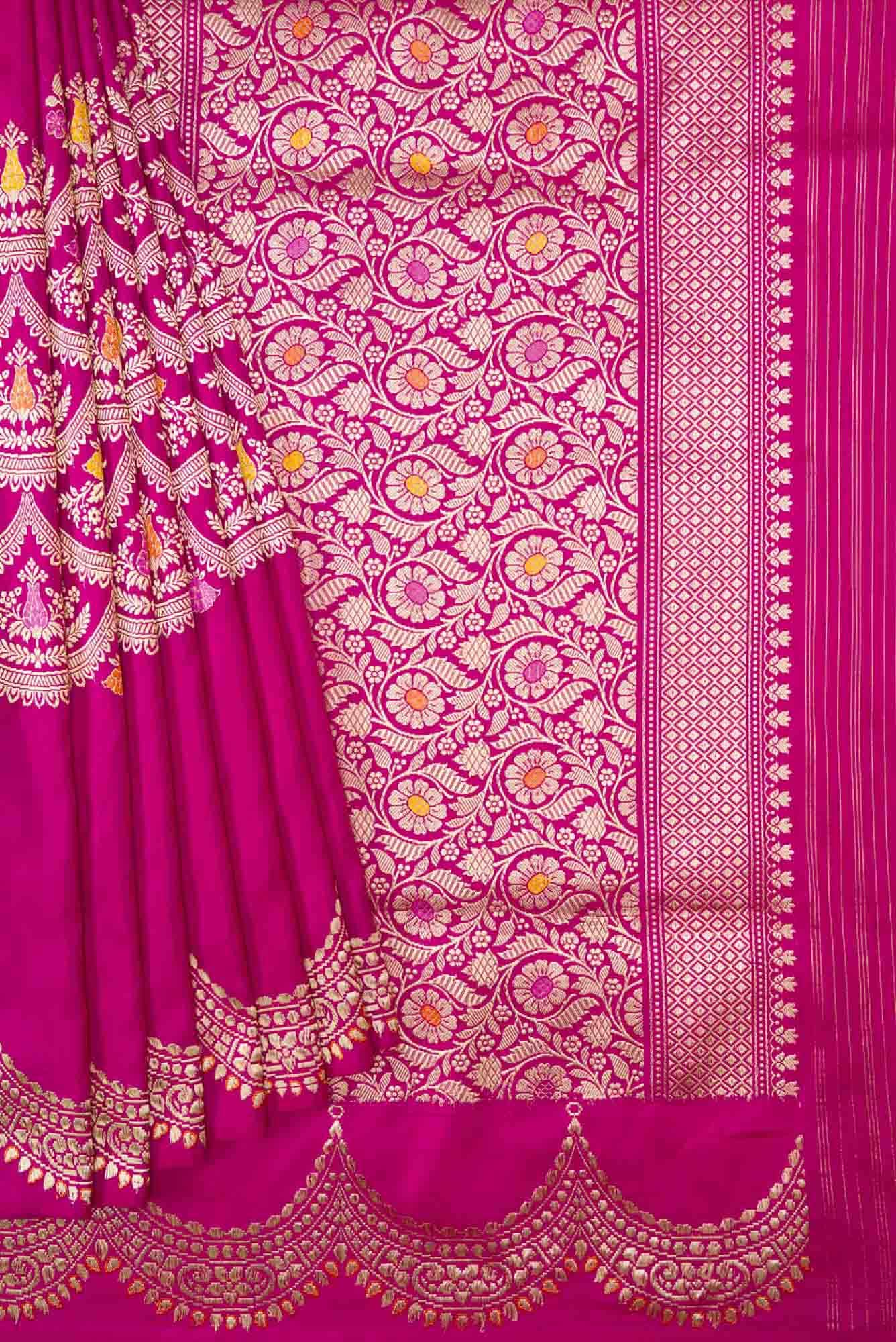 Pink Dual Tone Banarasi Silk Saree - Image 2