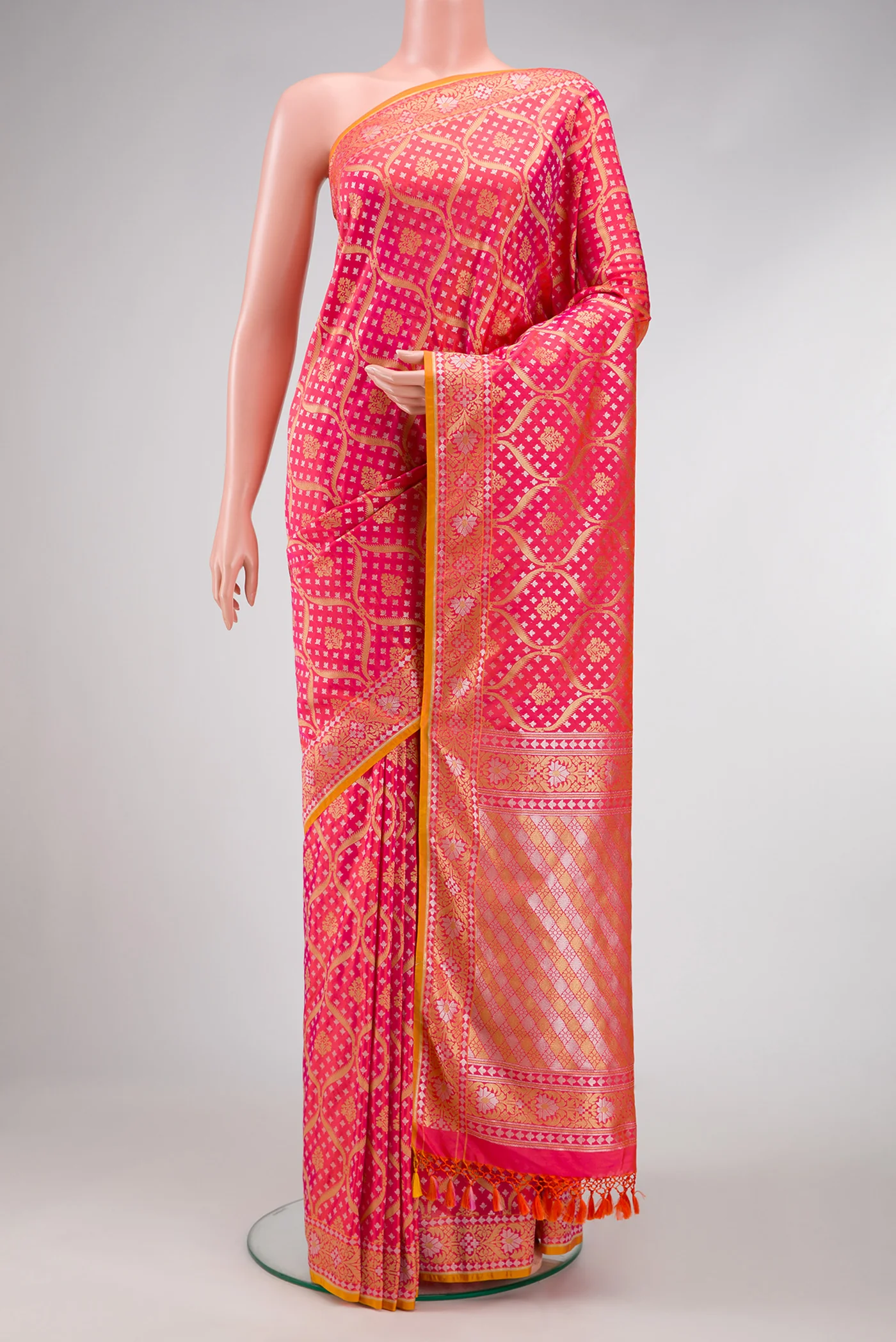 Pink Dual Tone Blended Banarasi Silk Saree