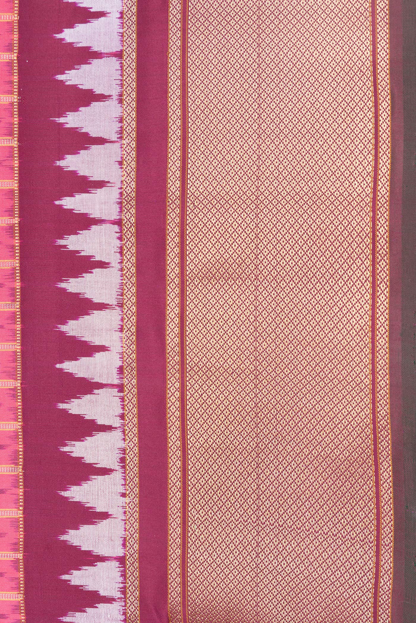 Pink Dual Tone Pochampally Silk Saree - Image 3