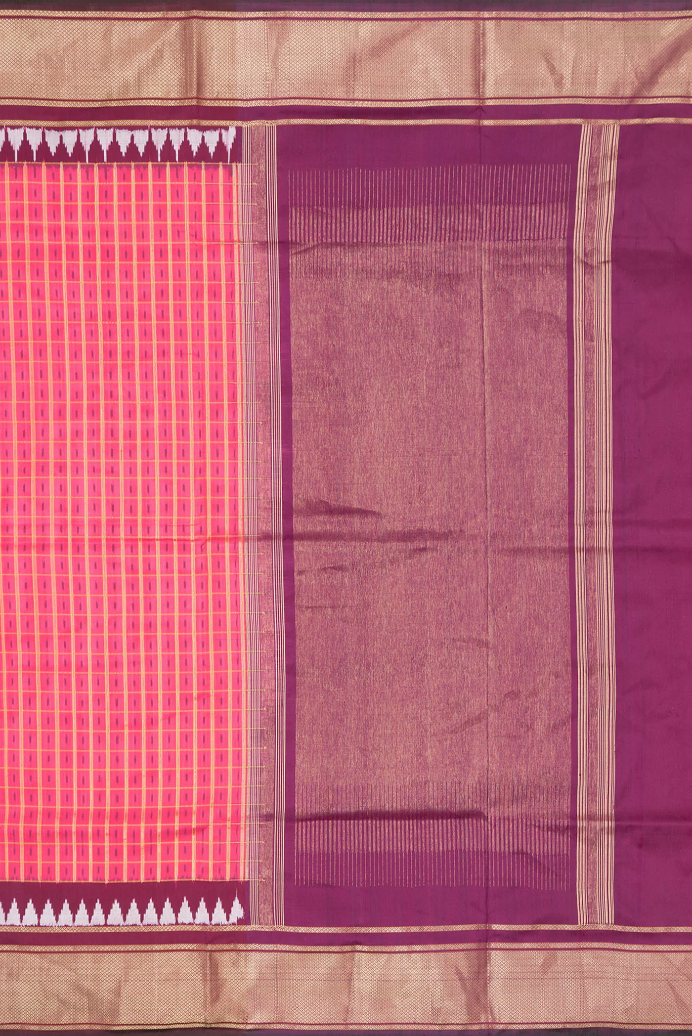Pink Dual Tone Pochampally Silk Saree - Image 7