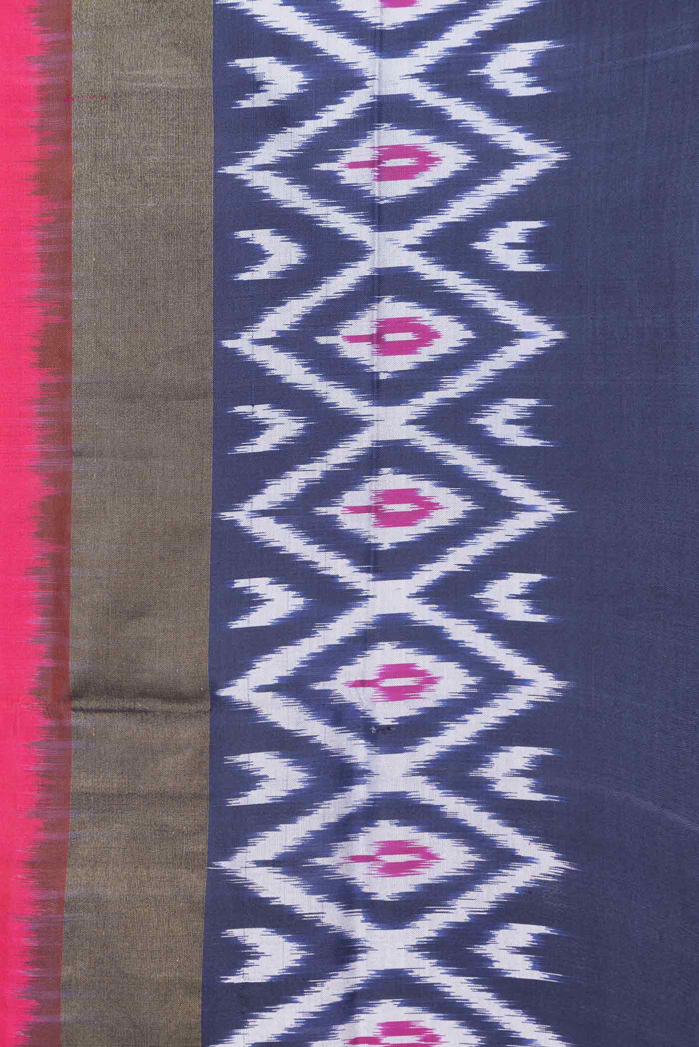 Pink Dual Tone Double Ikat Saree - Image 3