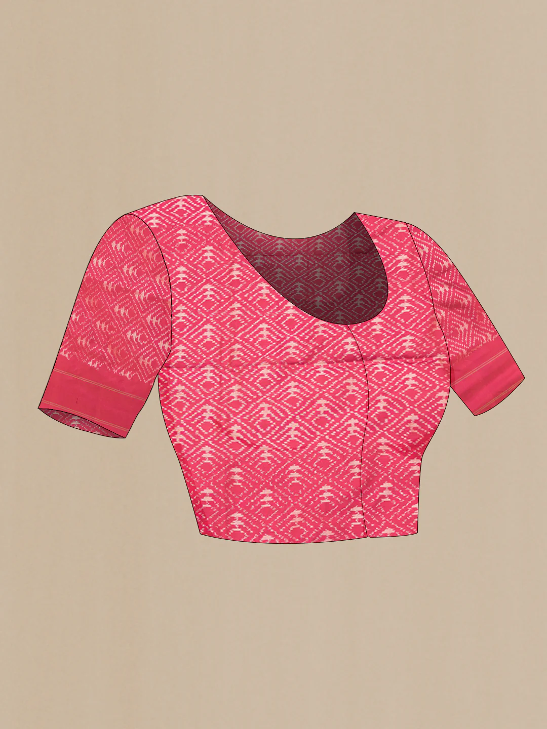 Pink Pochampally Silk Saree - Image 5