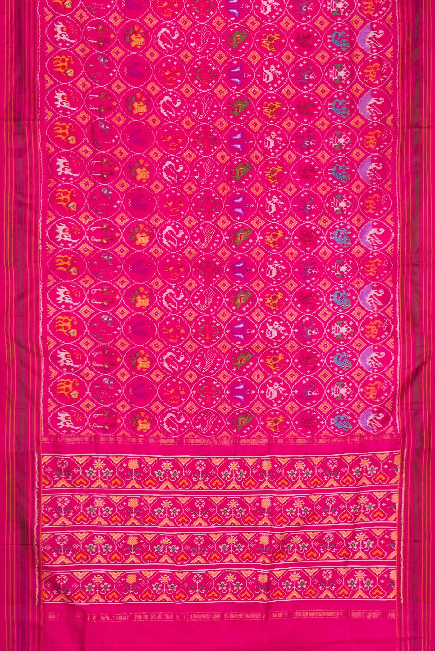 Pink Double Ikat Saree - Image 6