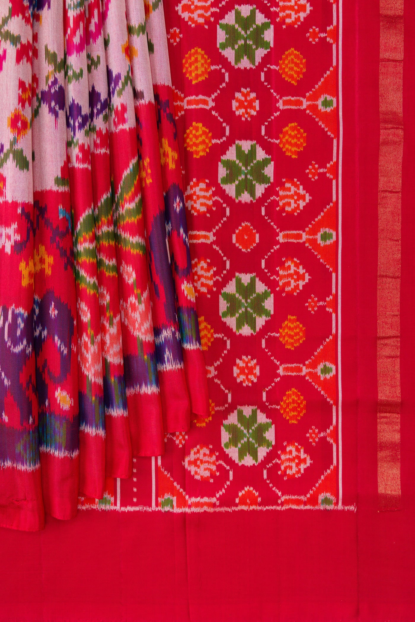 Rose pink Double Ikat Saree - Image 4