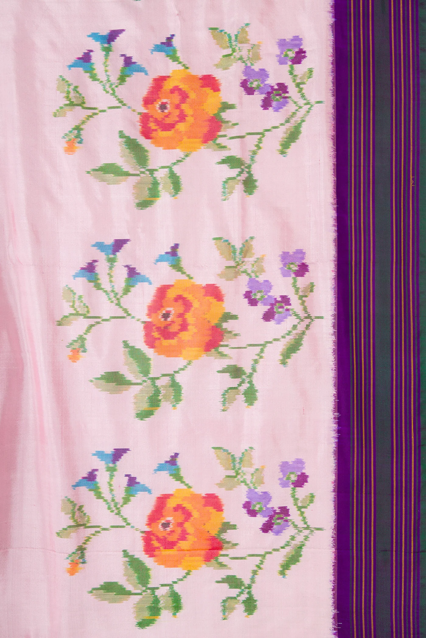 Pink Double Ikat Saree - Image 3