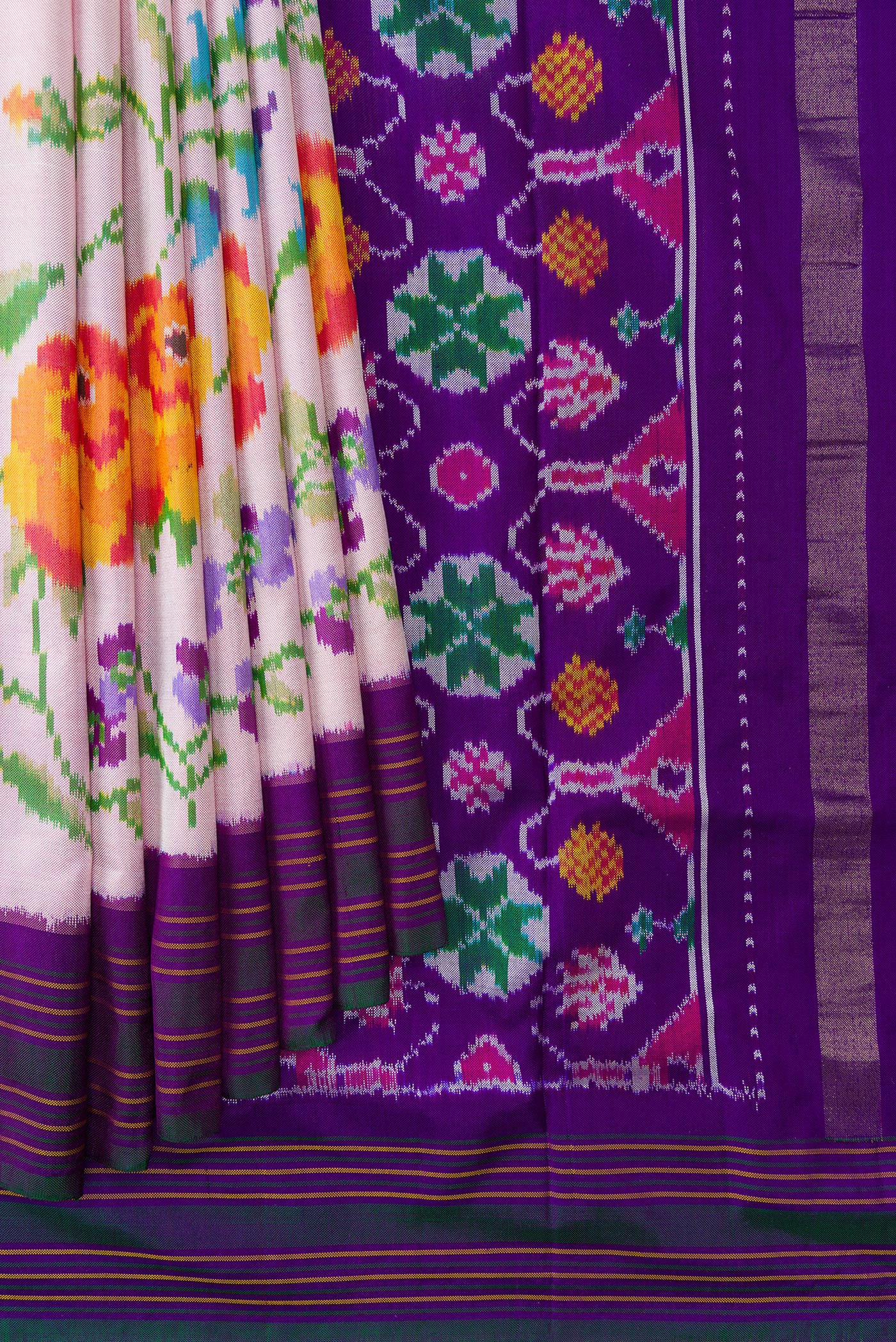 Pink Double Ikat Saree - Image 4