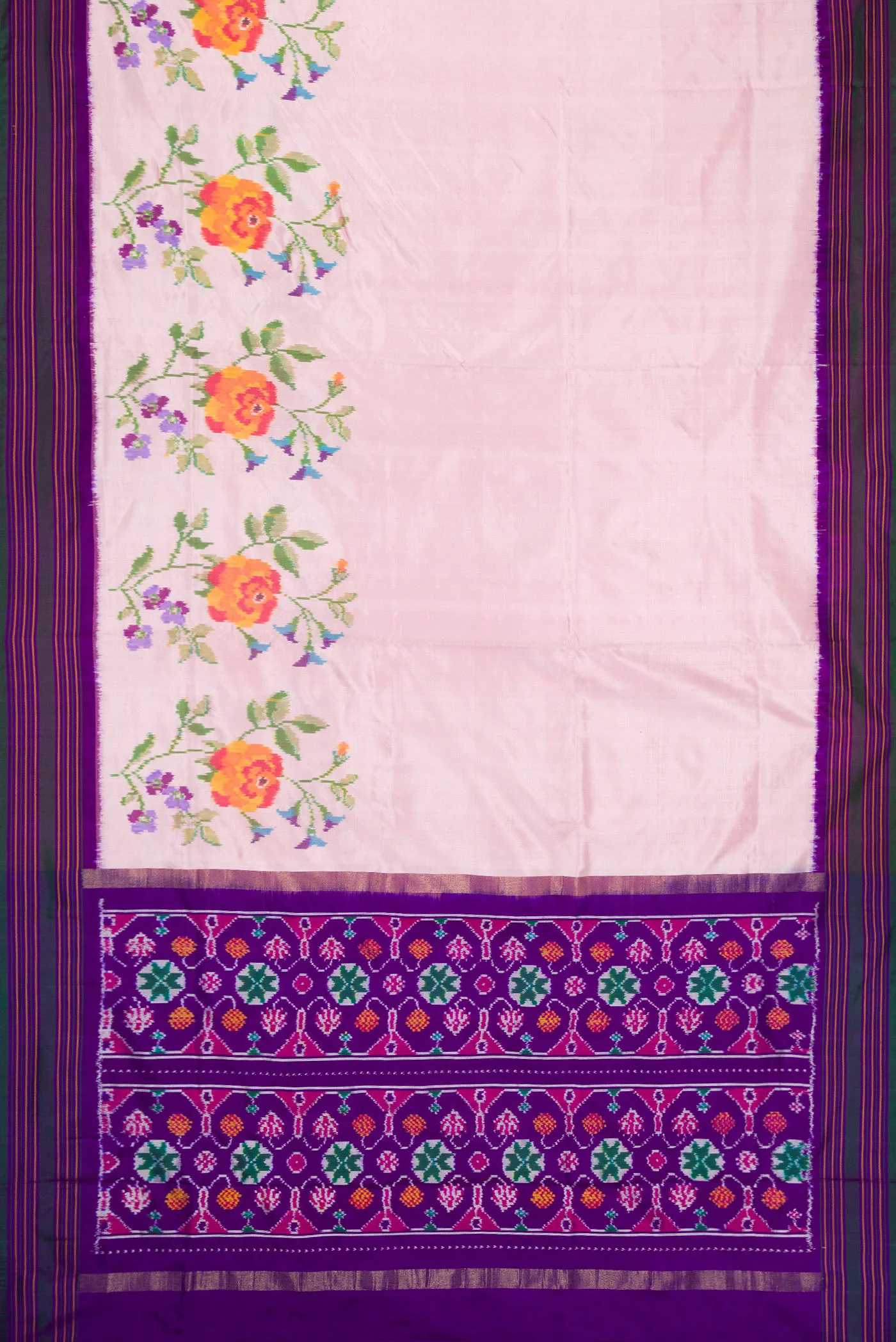 Pink Double Ikat Saree - Image 6