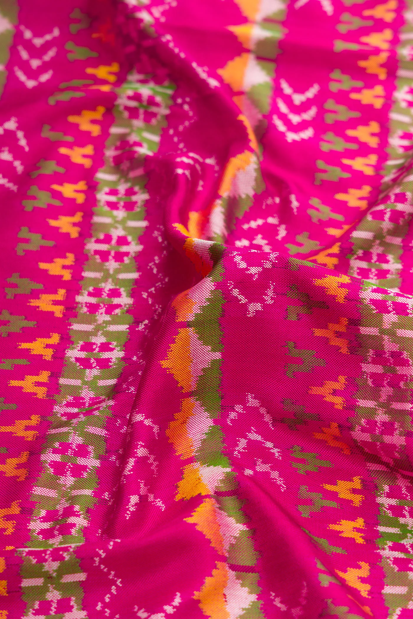 Pink Double Ikat Saree - Image 2
