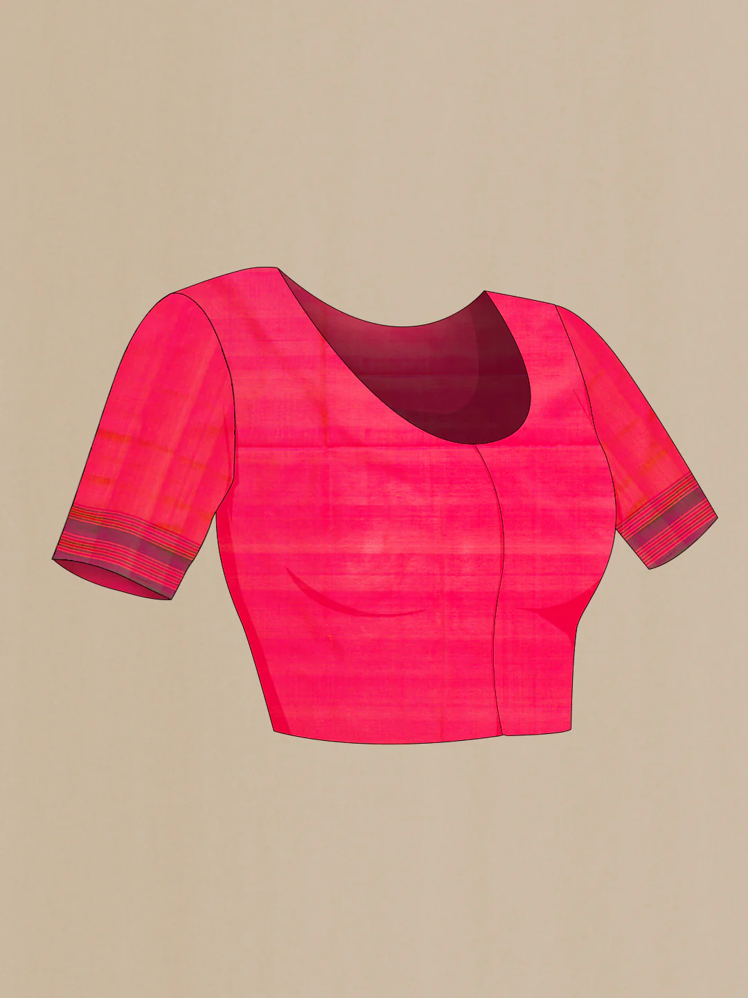 Pink with Orange Color Double Ikat Saree - Image 5