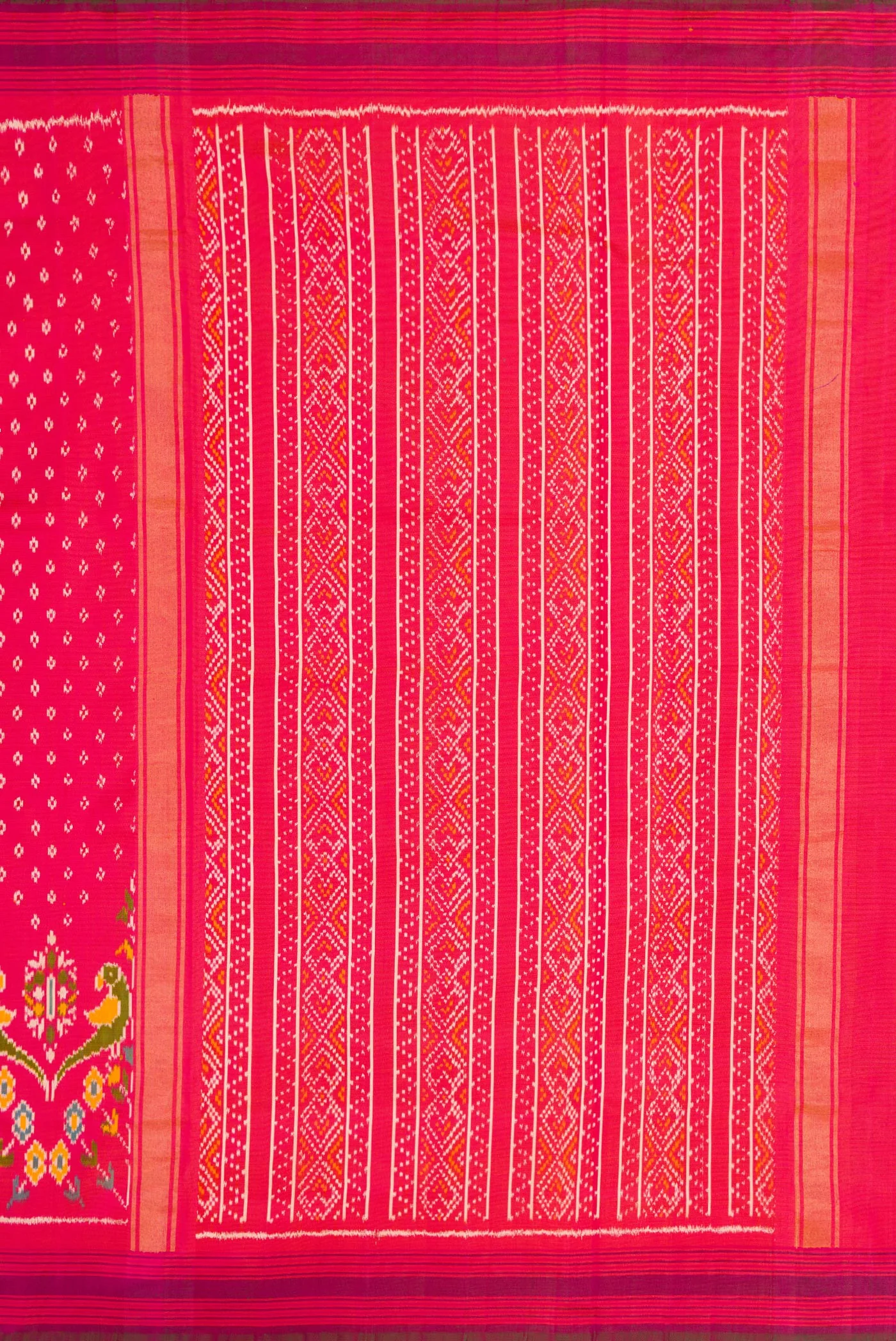 Pink with Orange Color Double Ikat Saree - Image 7