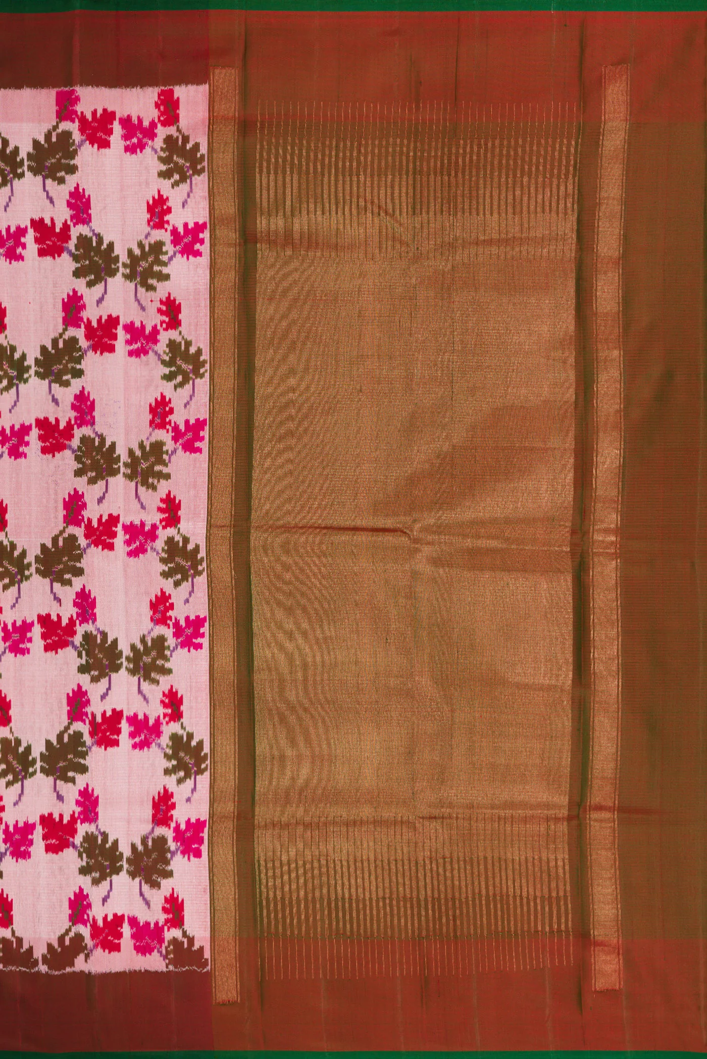 Rose pink Double Ikat Saree - Image 7