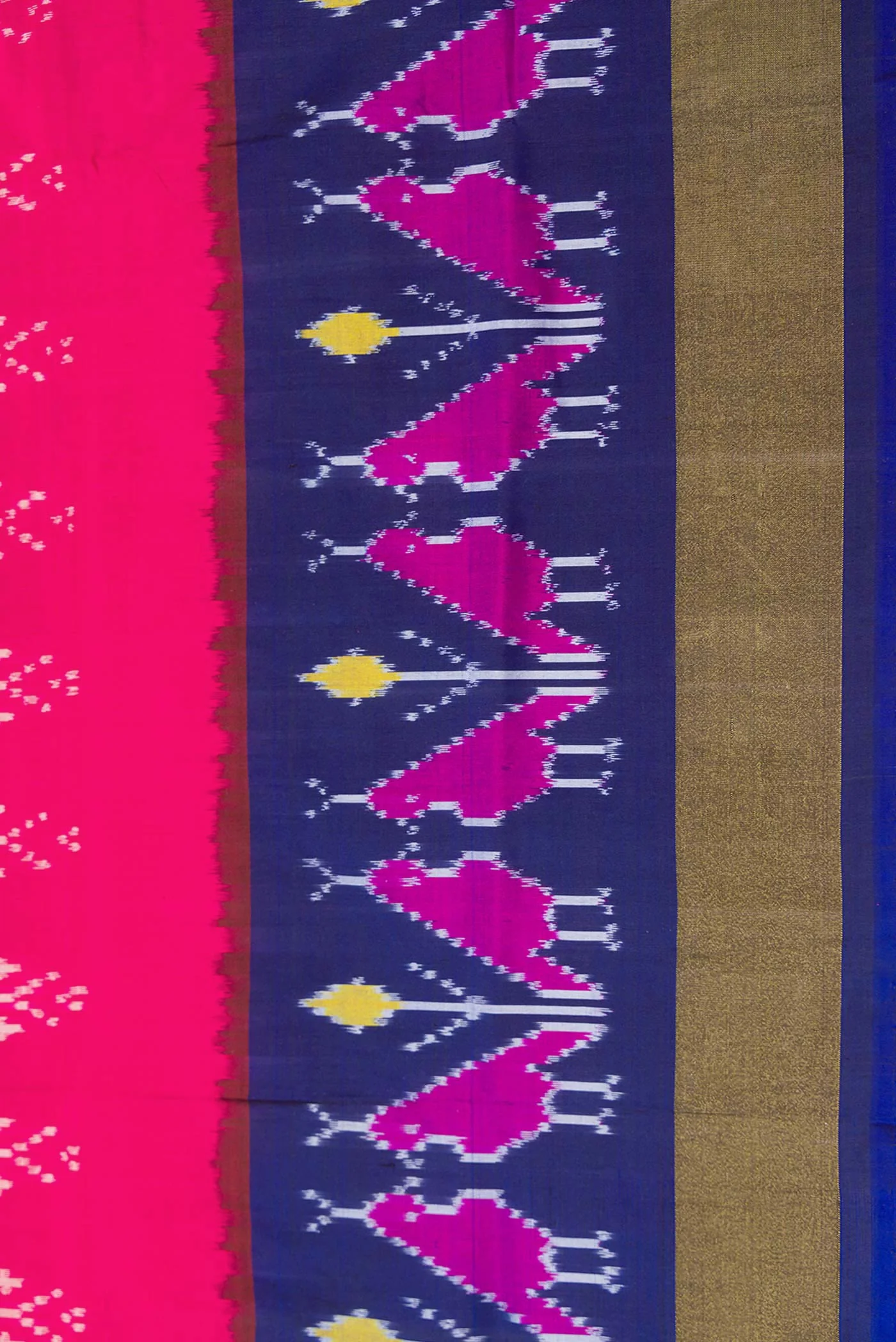 Pink Dual Tone Double Ikat Saree - Image 3