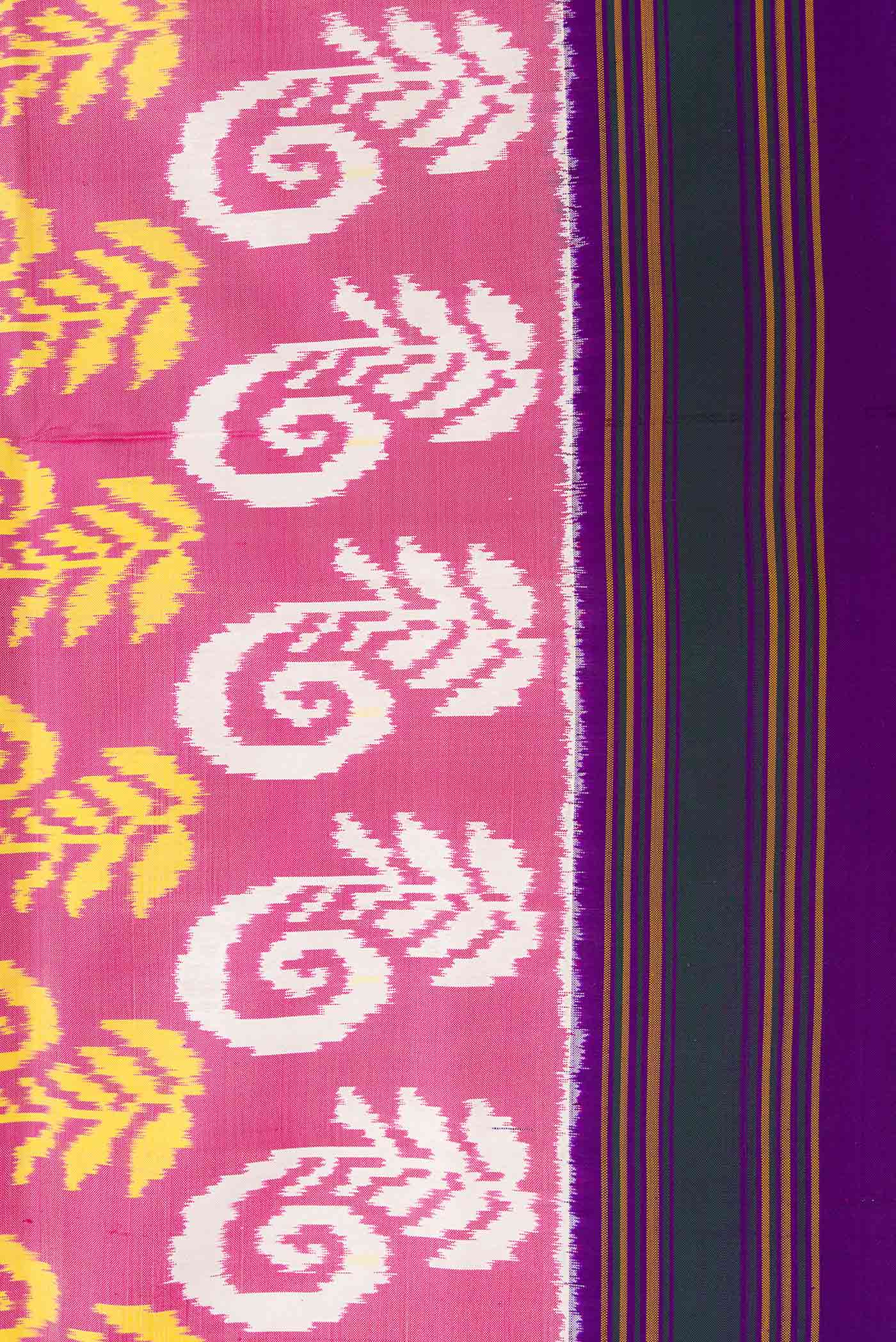 Rose pink Pochampally Silk Saree - Image 3