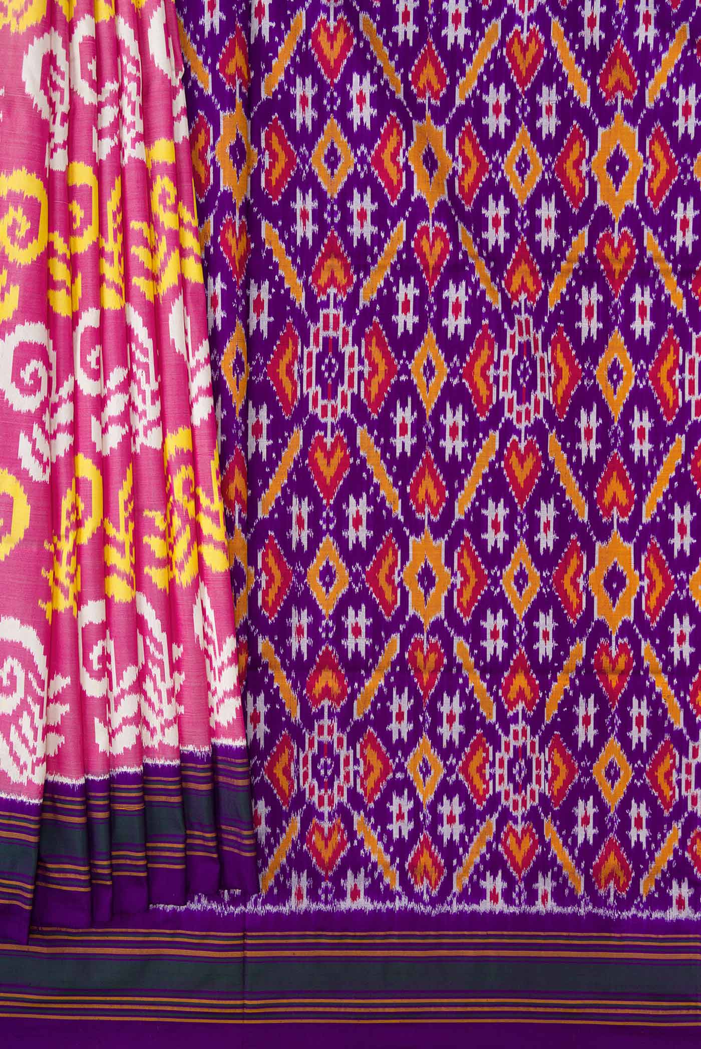 Rose pink Pochampally Silk Saree - Image 4