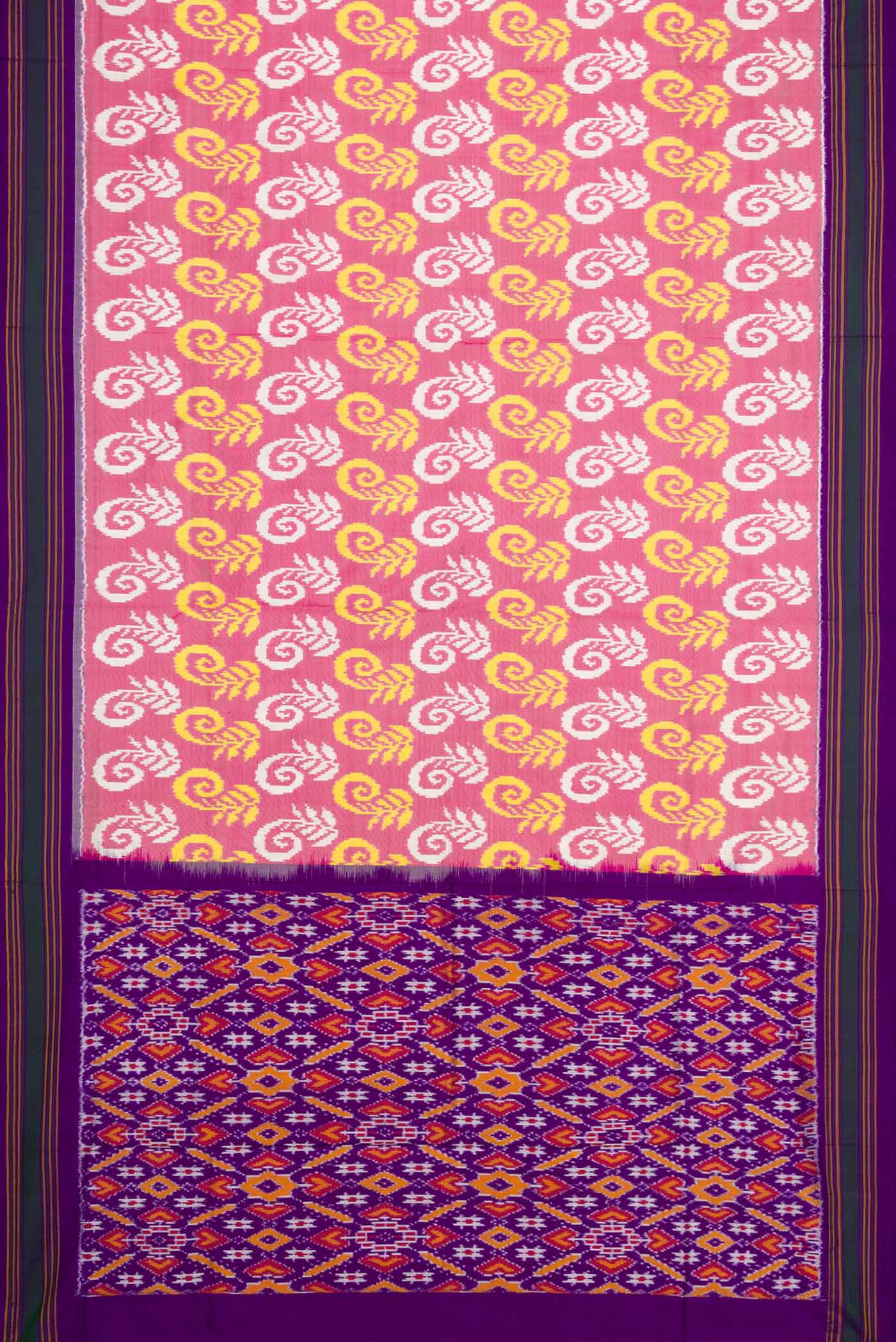 Rose pink Pochampally Silk Saree - Image 6