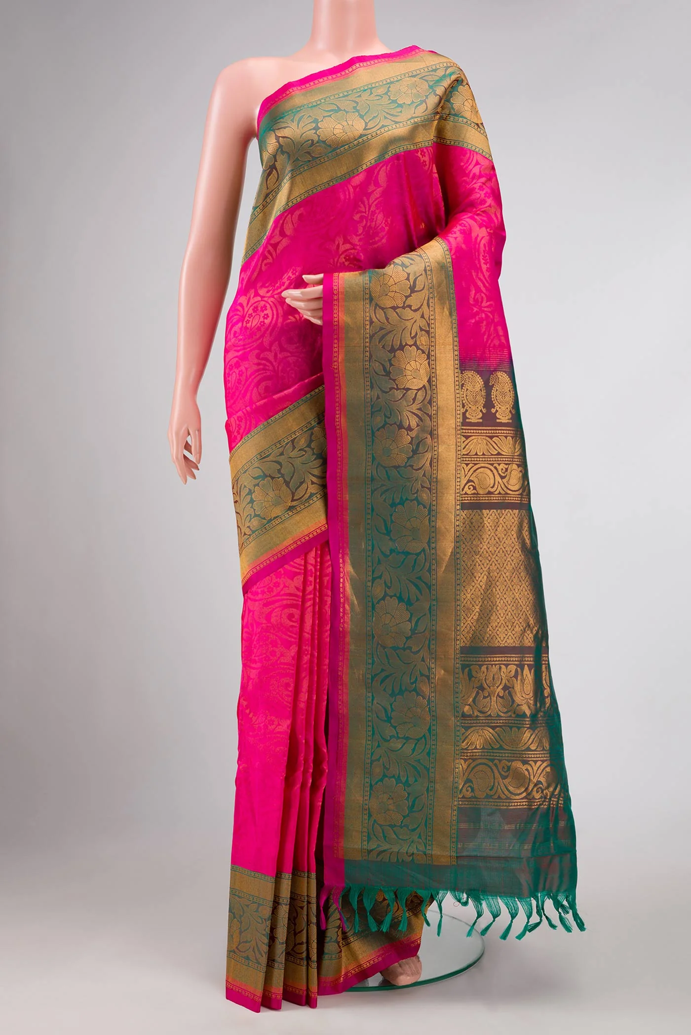 Pink Dual Tone Gadwal Silk Saree