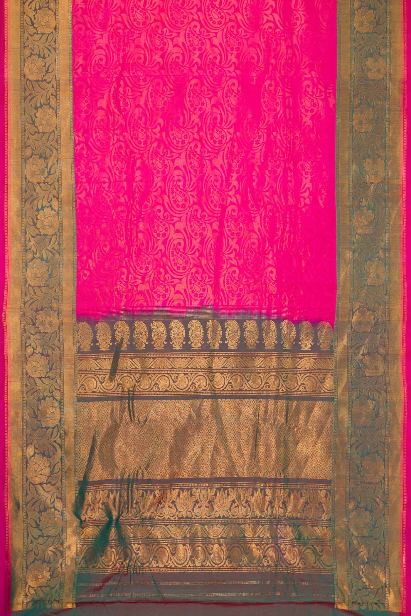 Pink Dual Tone Gadwal Silk Saree - Image 6