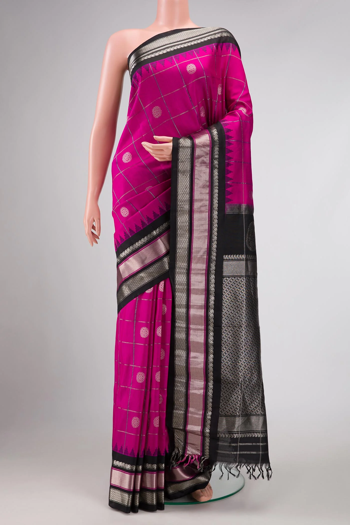 Pink Dual Tone Gadwal Silk Saree