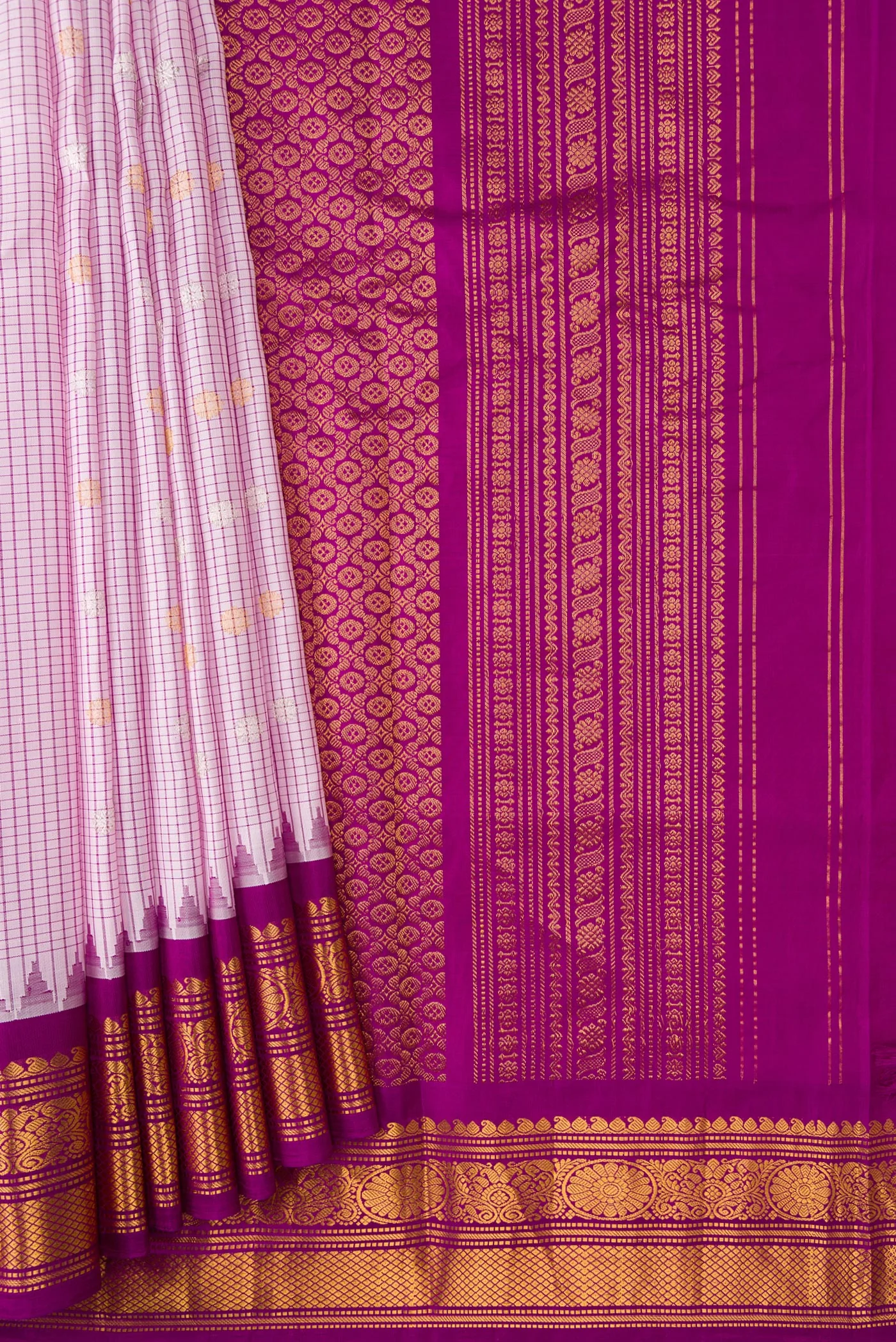 Rose pink Gadwal Silk Saree - Image 4