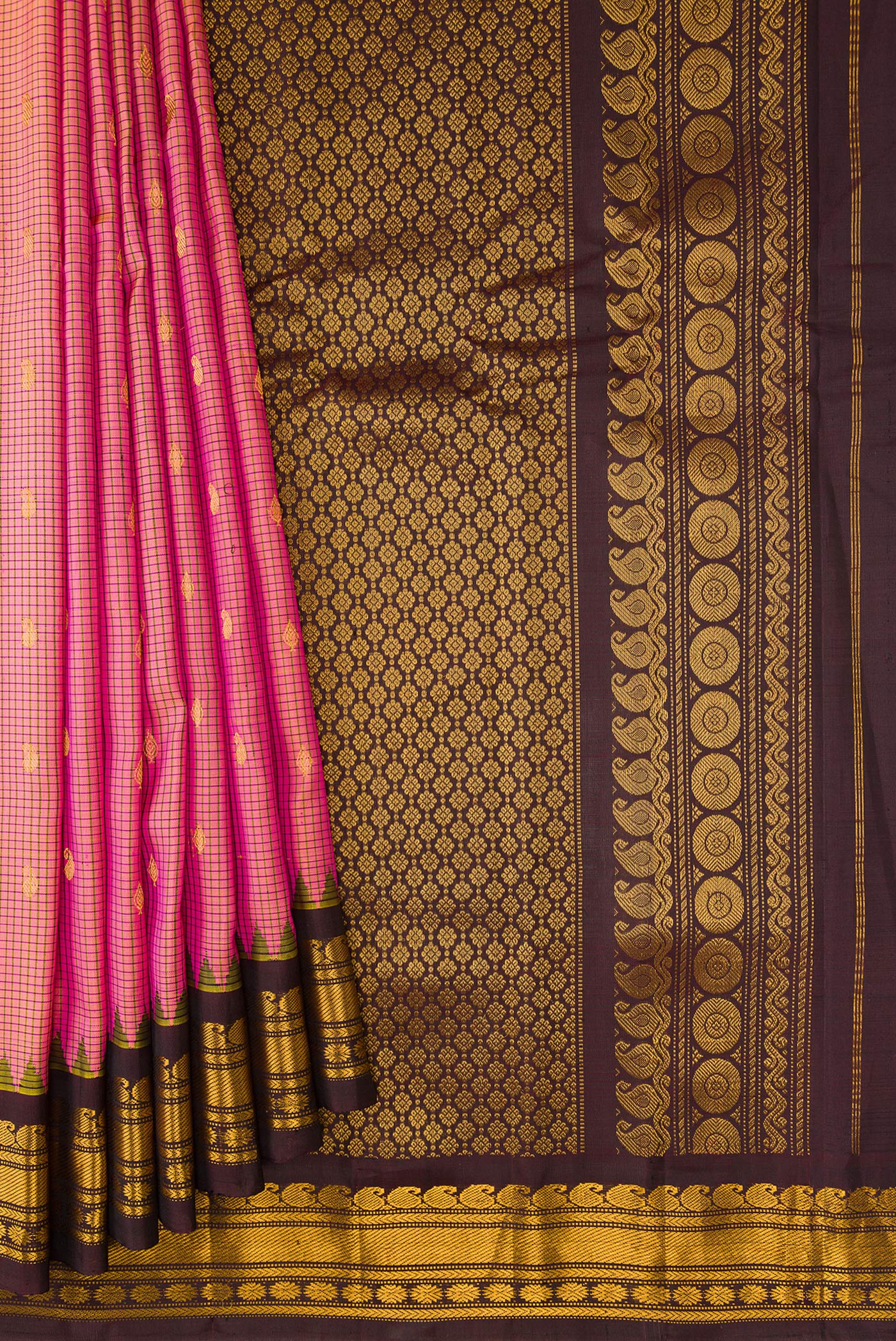 Pink Dual Tone Gadwal Silk Saree - Image 4