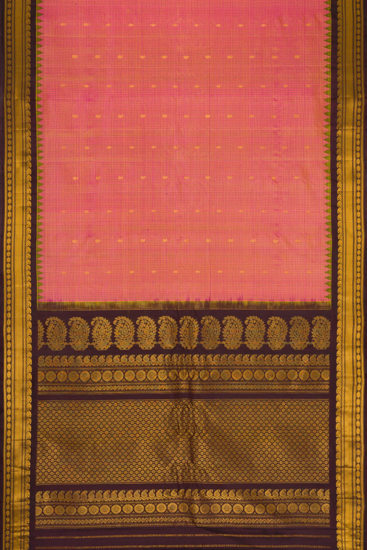 Pink Dual Tone Gadwal Silk Saree - Image 6