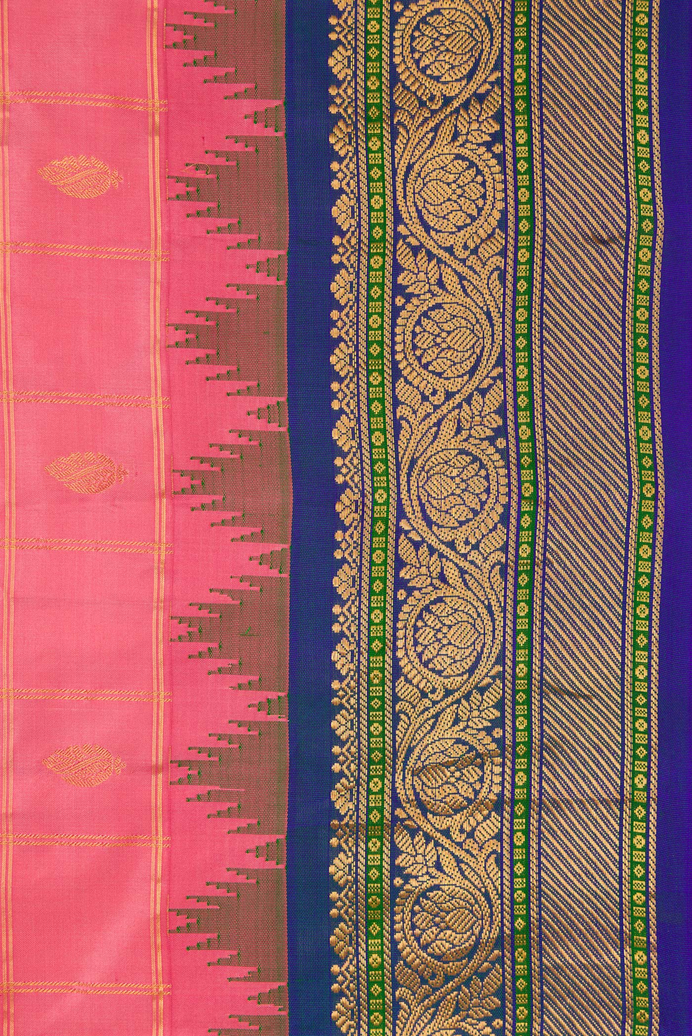 Rose pink Gadwal Silk Saree - Image 3
