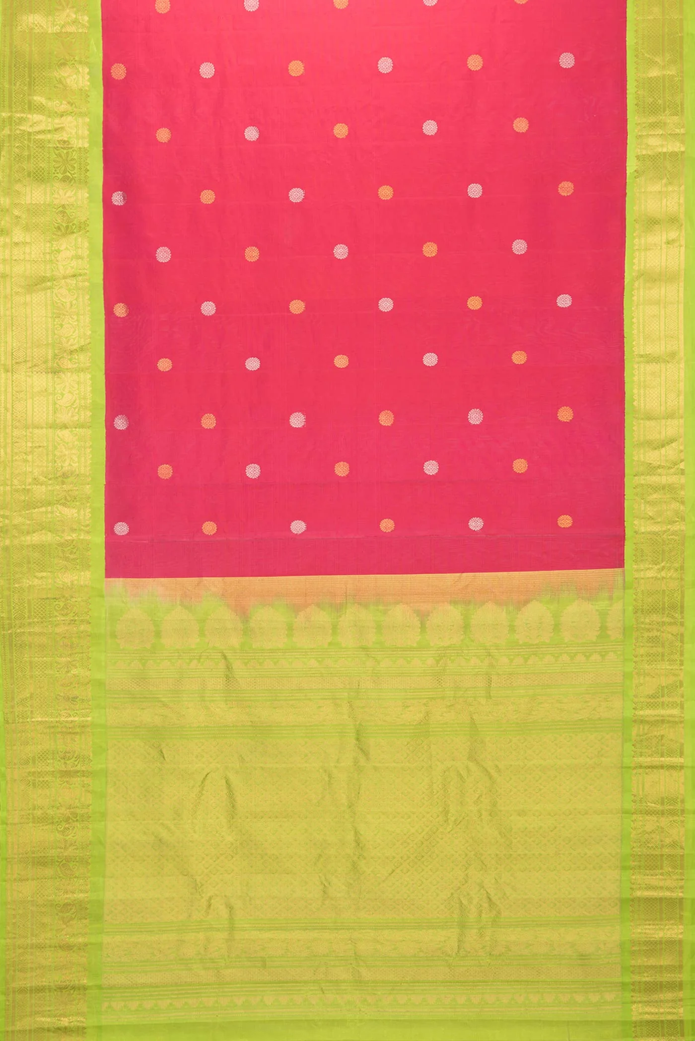 Pink Dual Tone Gadwal Silk Saree - Image 6