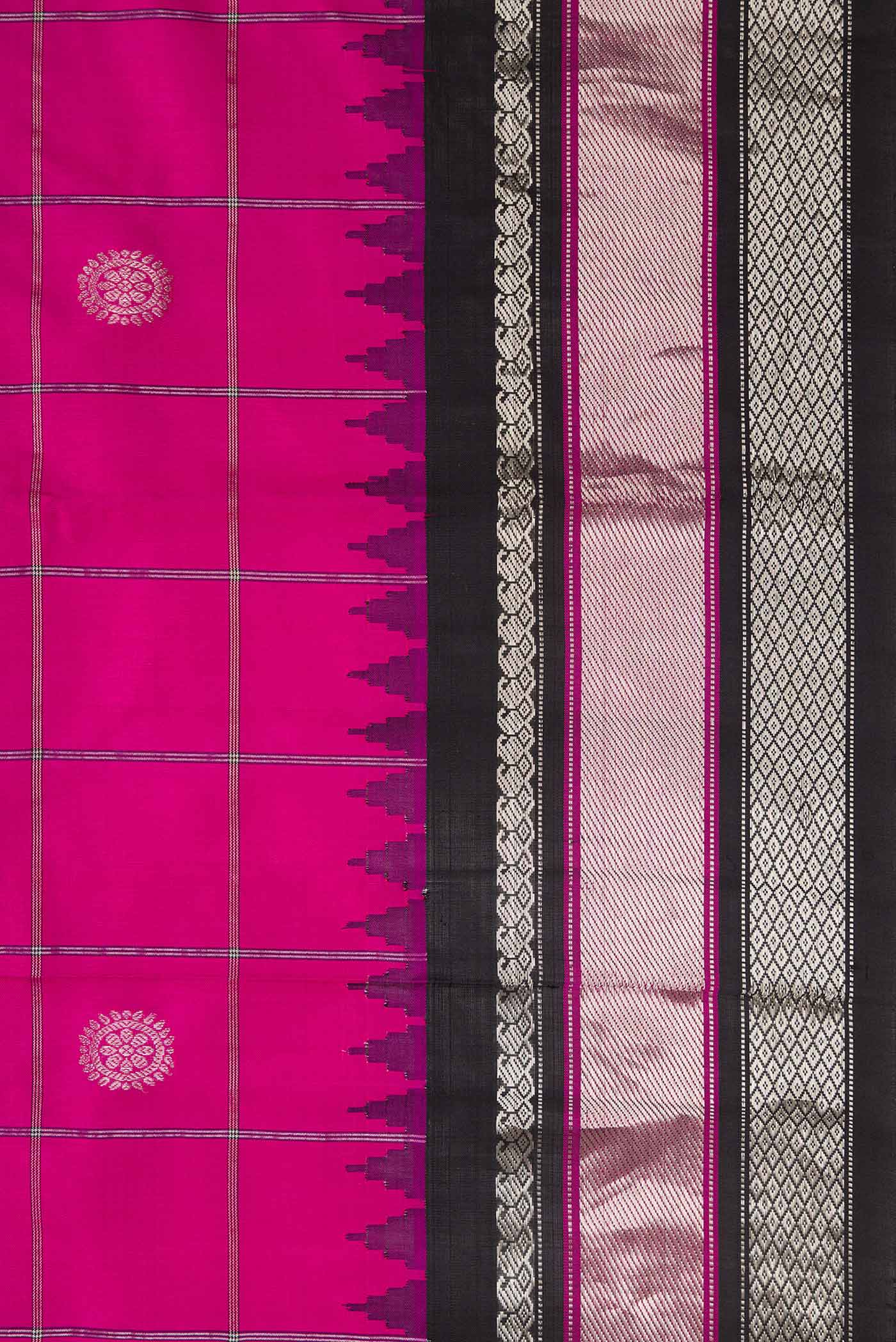 Pink Dual Tone Gadwal Silk Saree - Image 3
