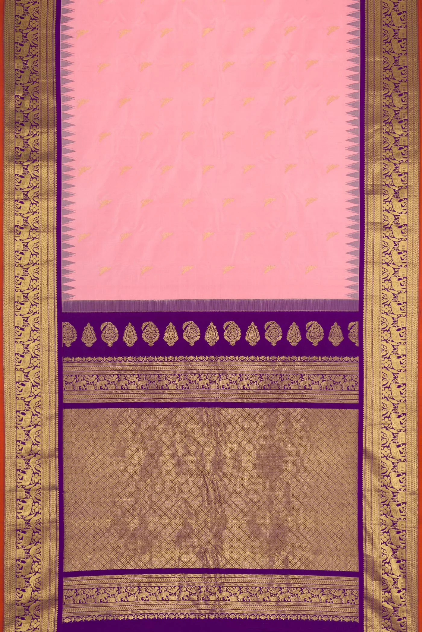 Rose pink Gadwal Silk Saree - Image 6