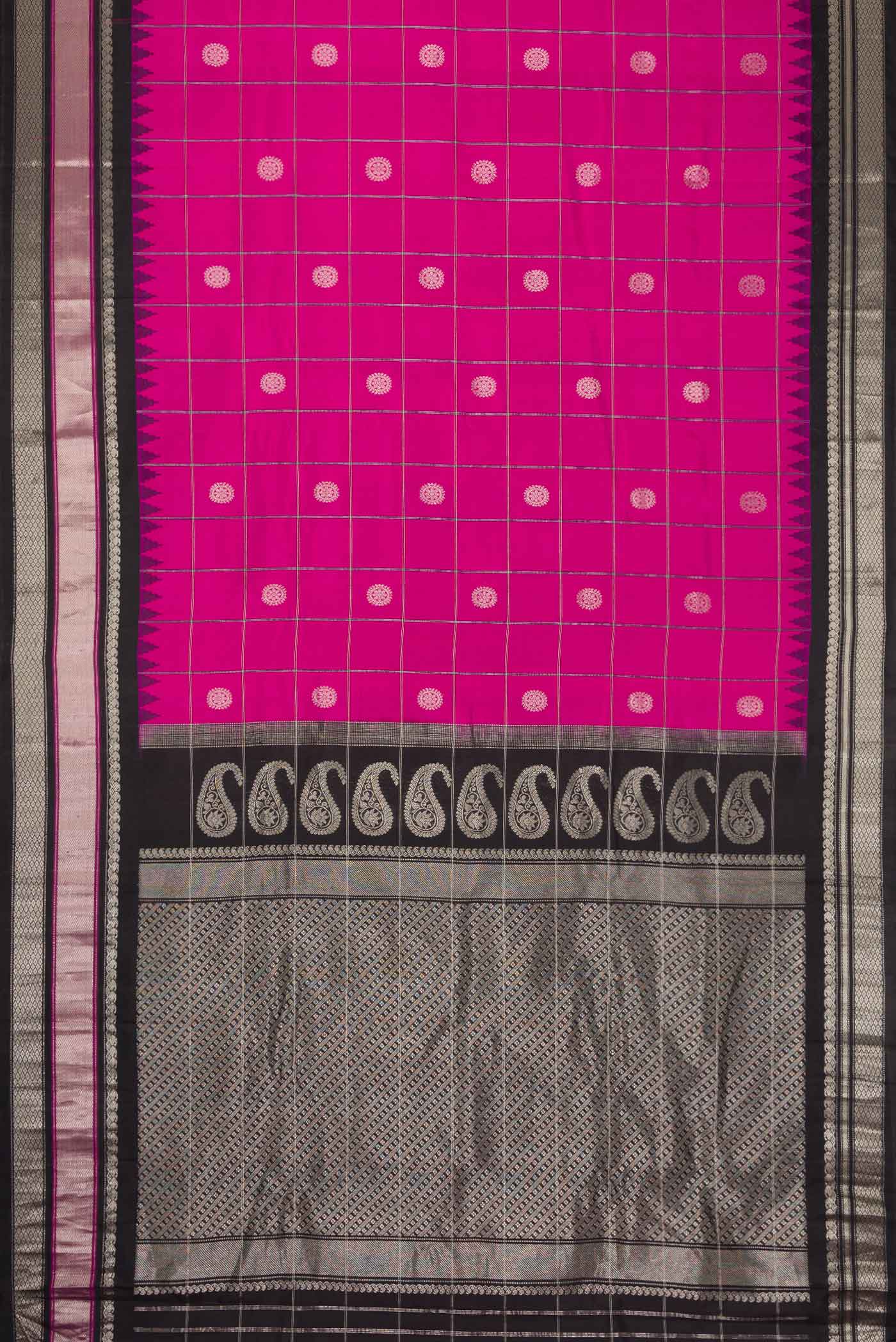 Pink Dual Tone Gadwal Silk Saree - Image 6