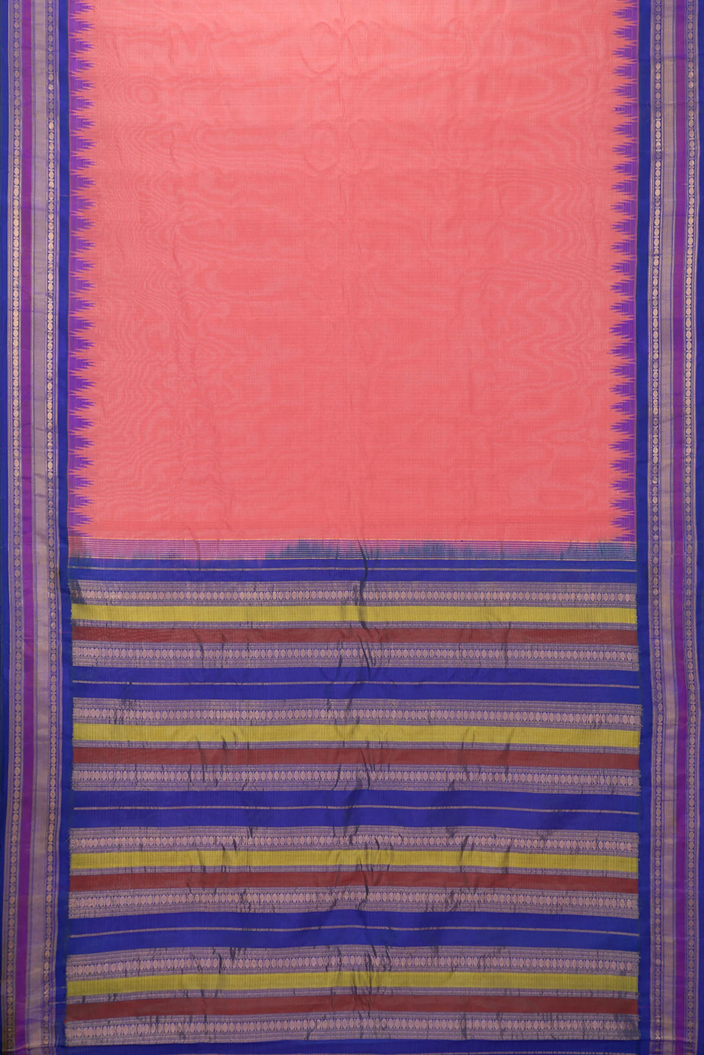 Coral Gadwal Silk Cotton Saree - Image 6
