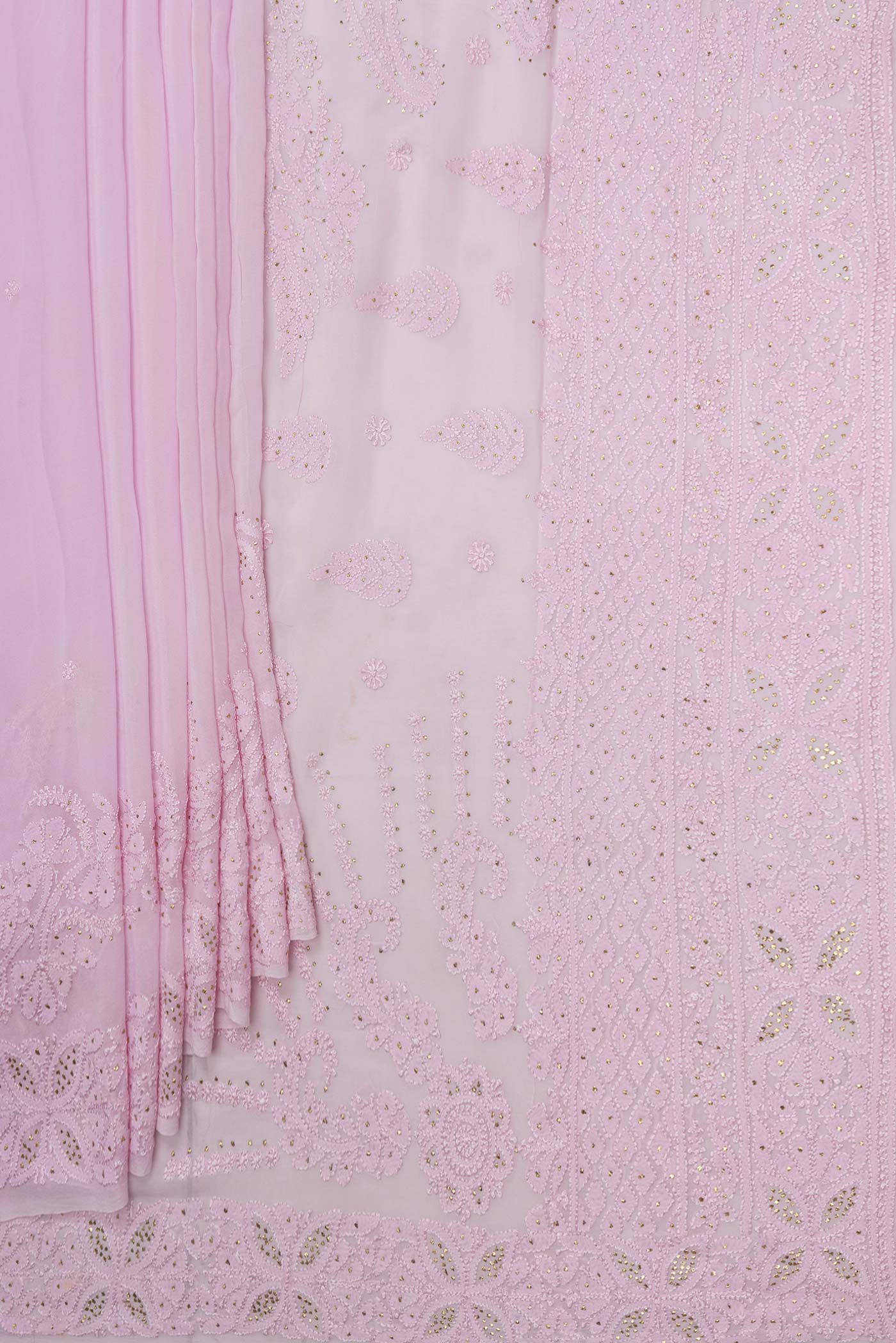 Pink Dual Tone Georgette Saree - Image 4