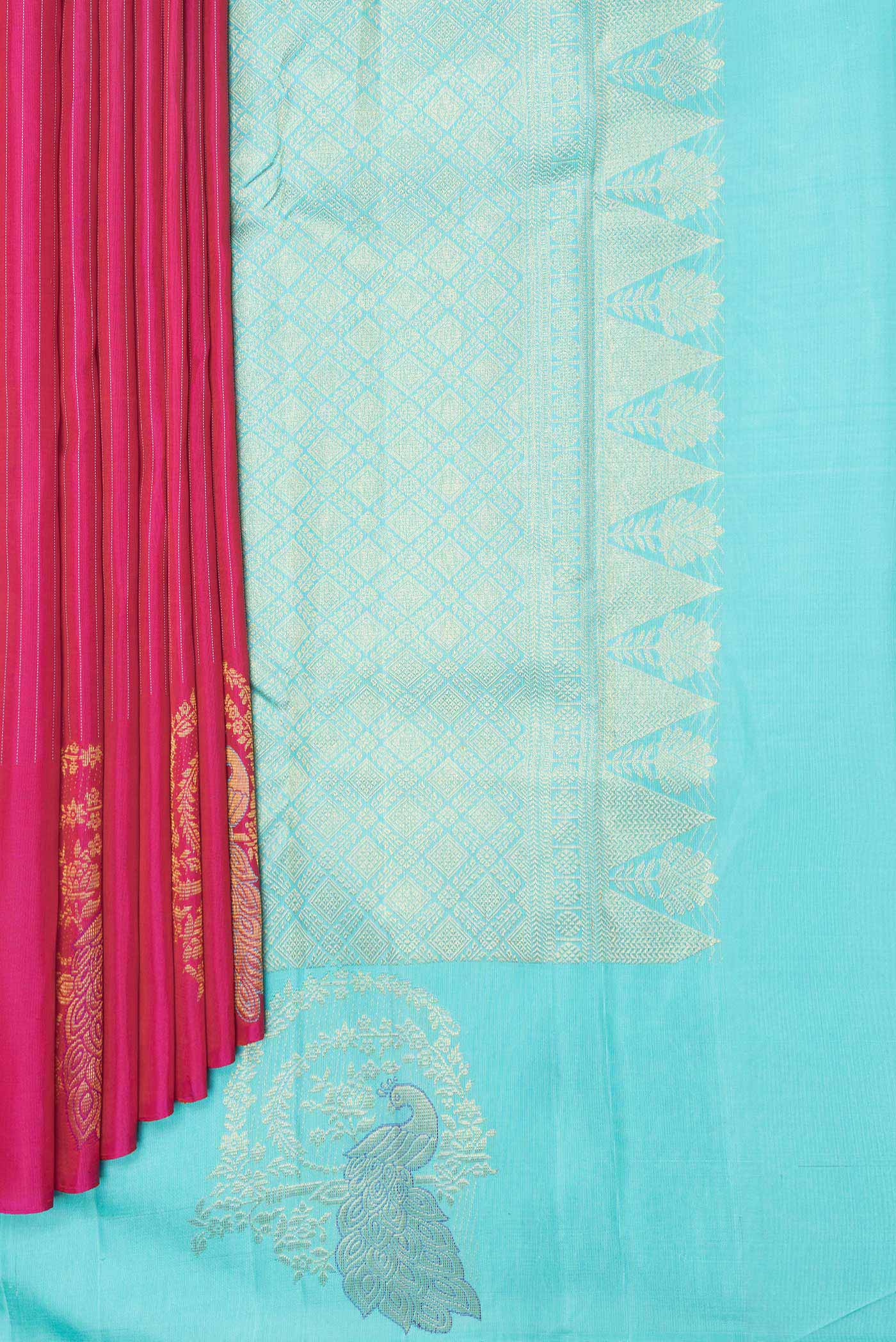 Pink Dual Tone Kanjivaram Saree - Image 4