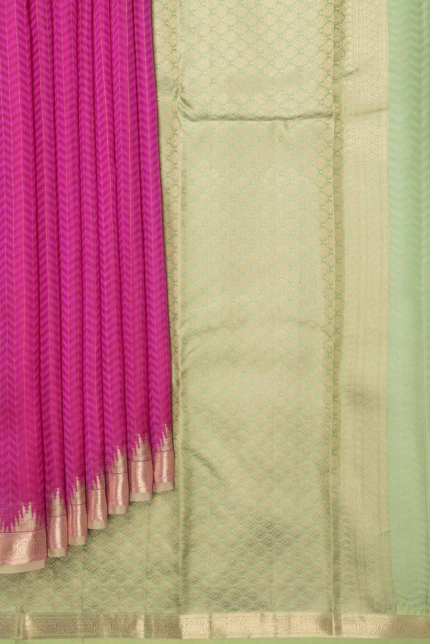 Pink Dual Tone Kanjivaram Saree - Image 4