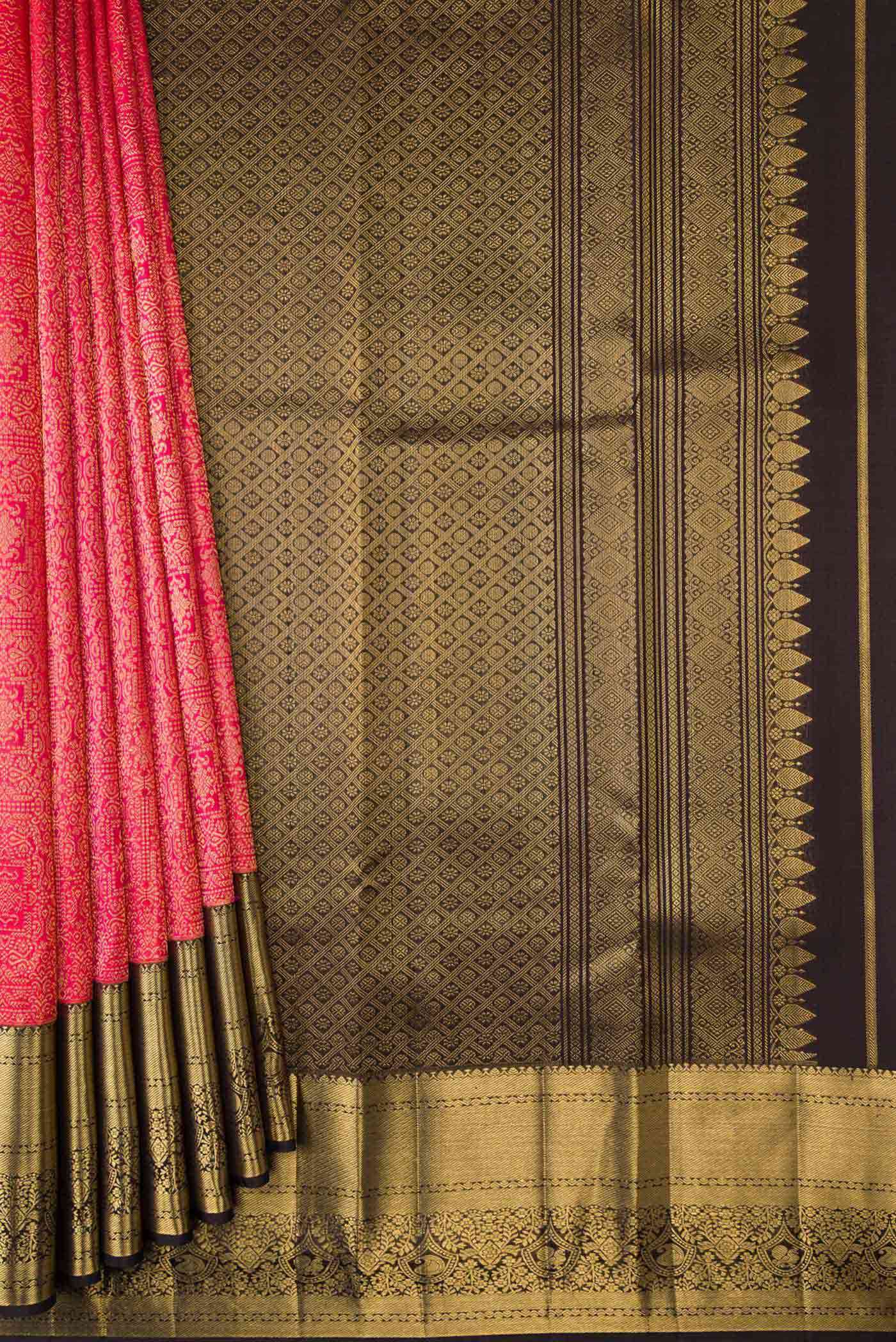 Pink Dual Tone Kanchipuram Saree - Image 4