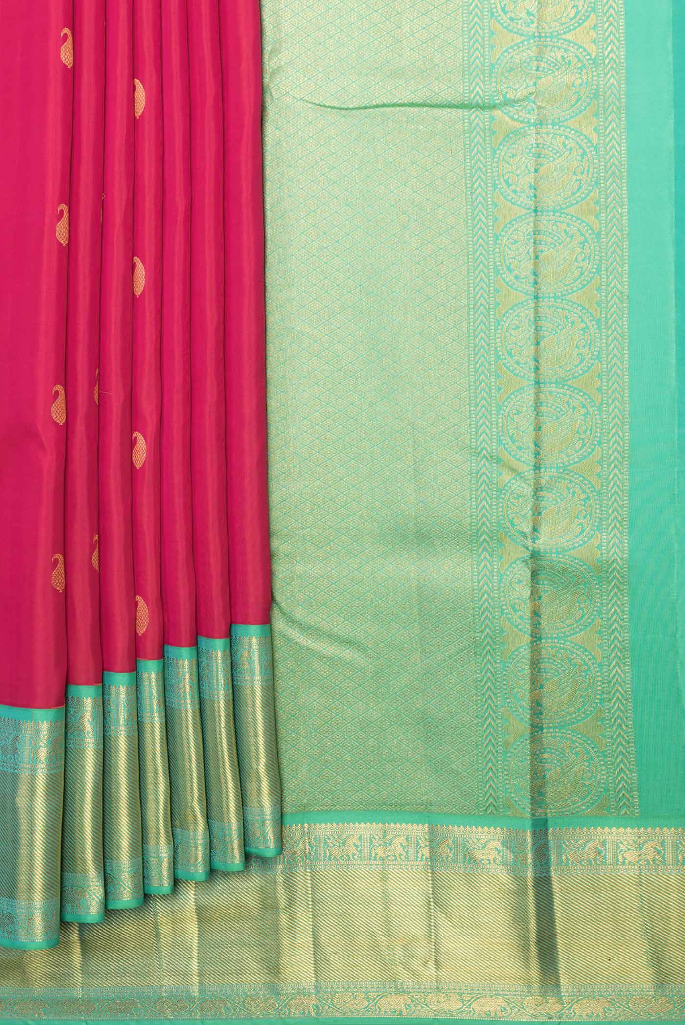 Pink Dual Tone Kanchipuram Saree - Image 4