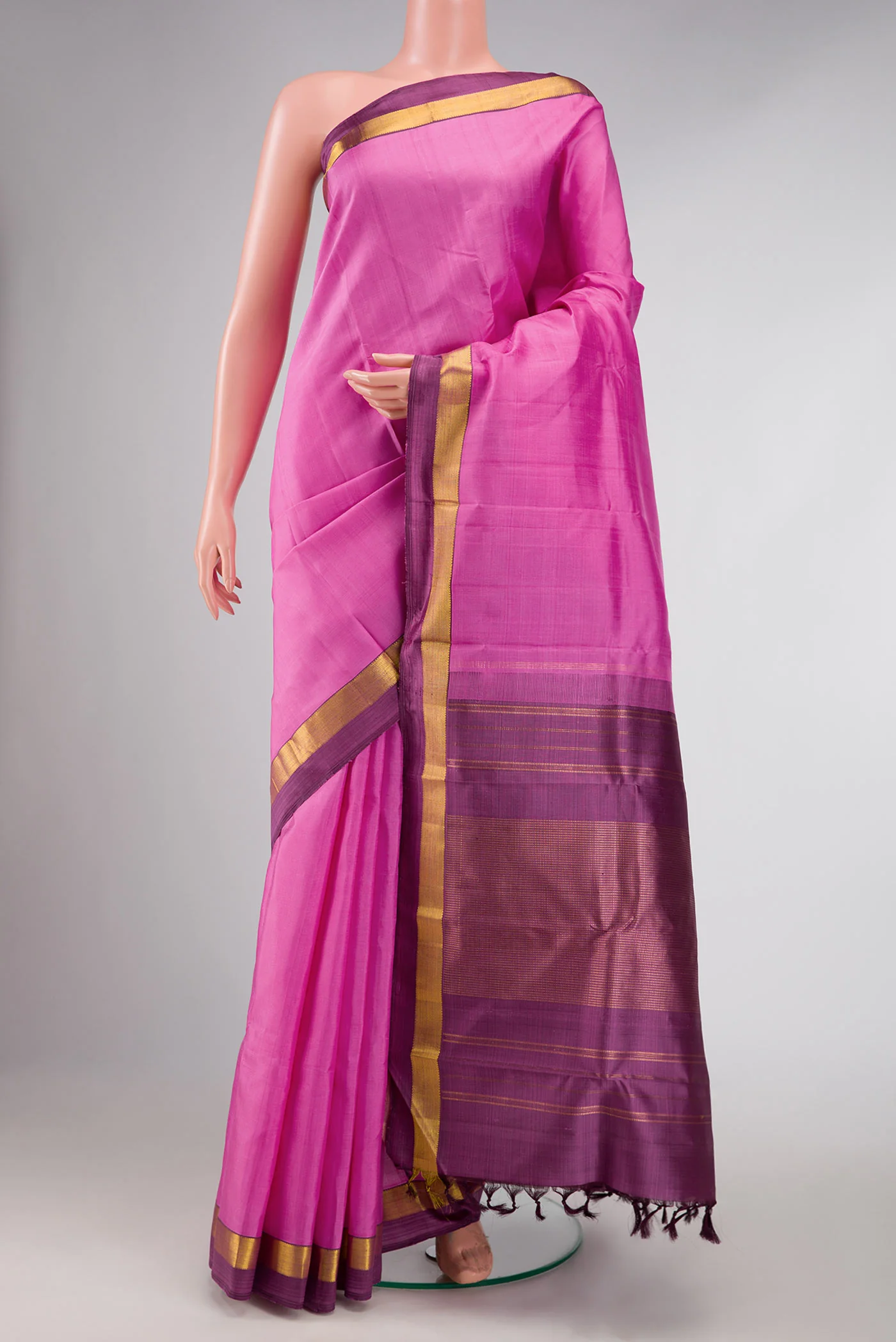 Pink Dual Tone Kanjivaram Silk Saree
