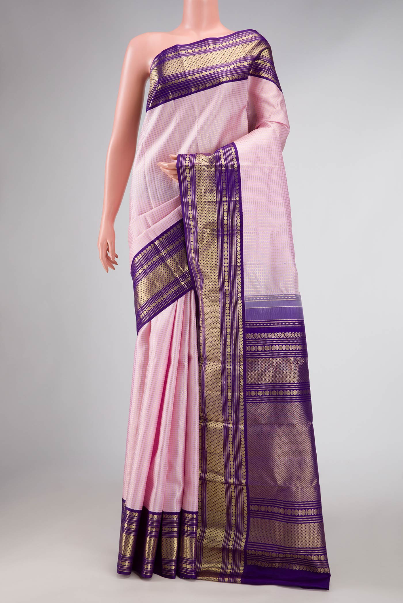 Pink Dual Tone Kanjivaram Silk Saree