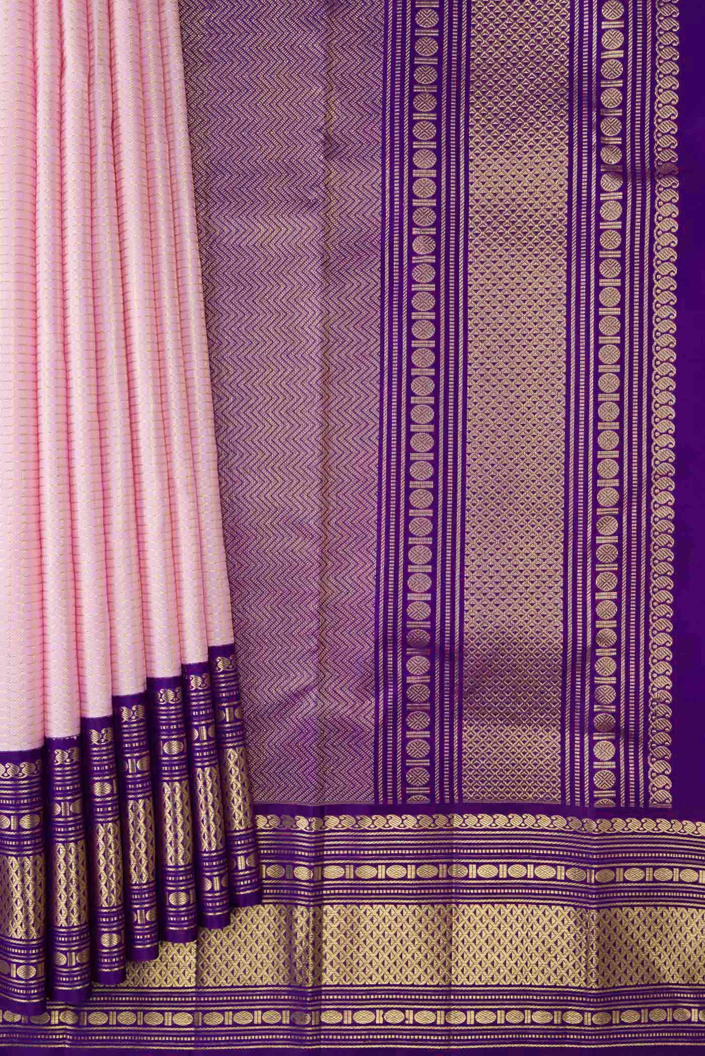 Pink Dual Tone Kanjivaram Silk Saree - Image 4