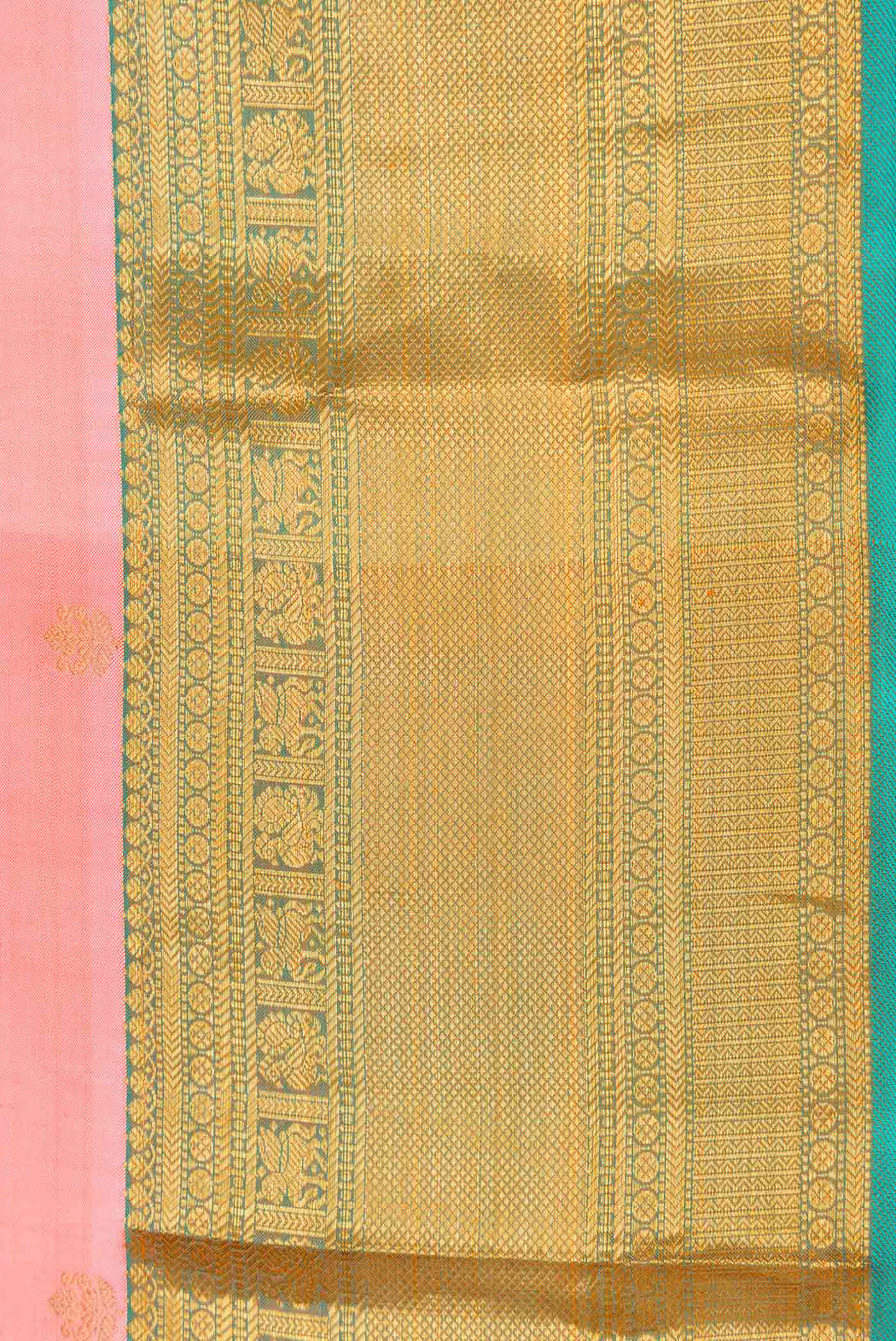Coral Kanchipuram Silk Saree - Image 3