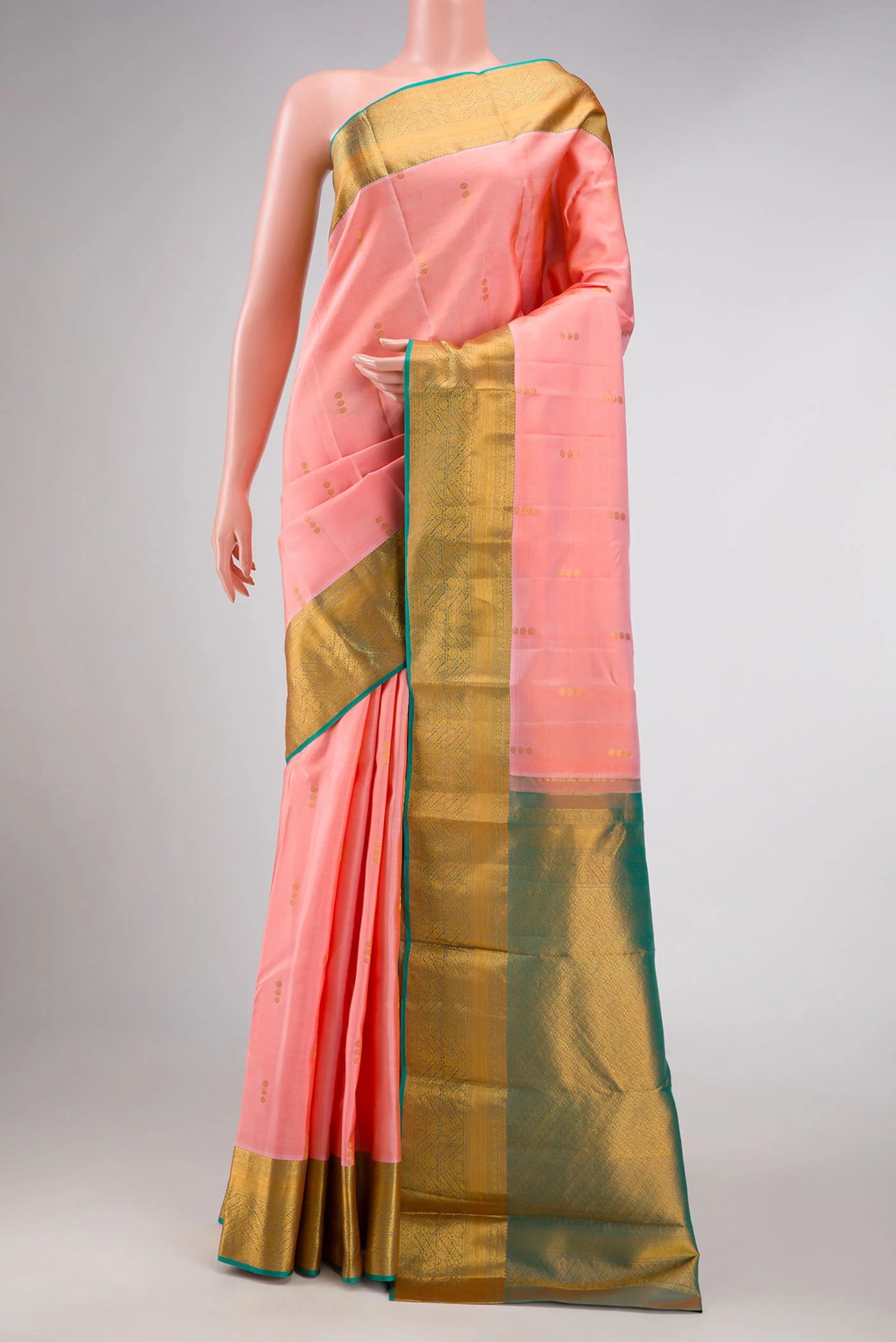 Peach Kanchipuram Silk Saree