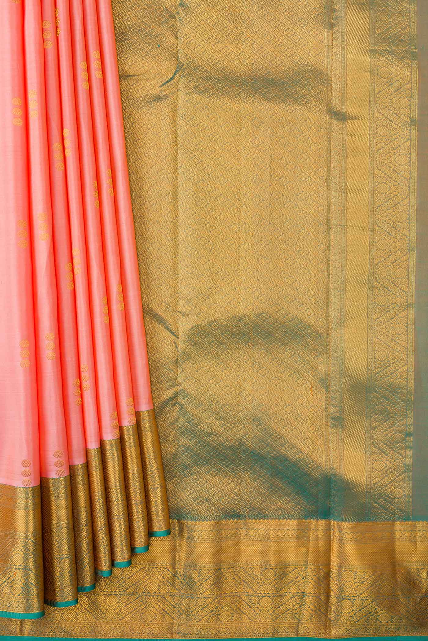 Peach Kanchipuram Silk Saree - Image 4