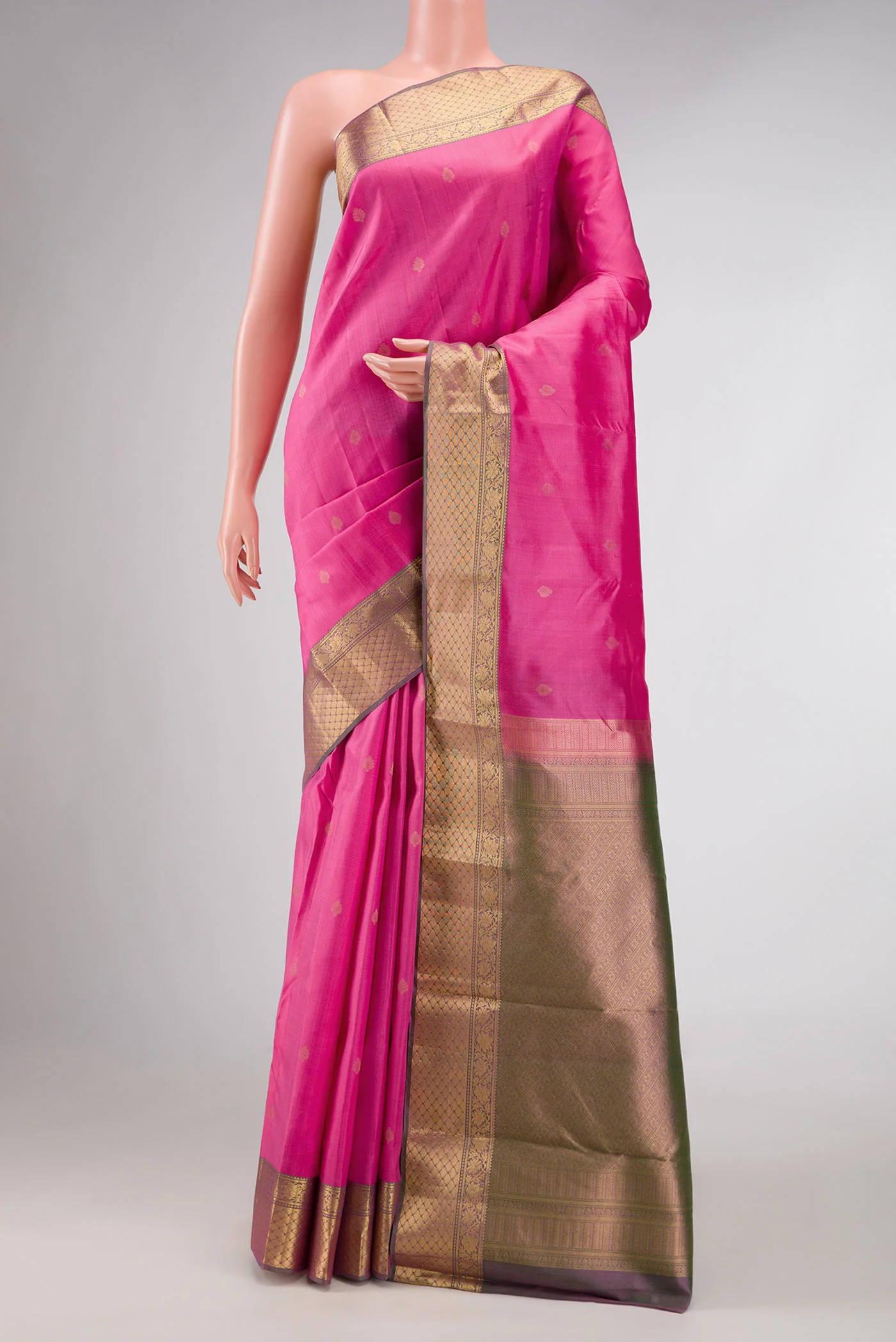 Pink Dual Tone Kanchipuram Silk Saree