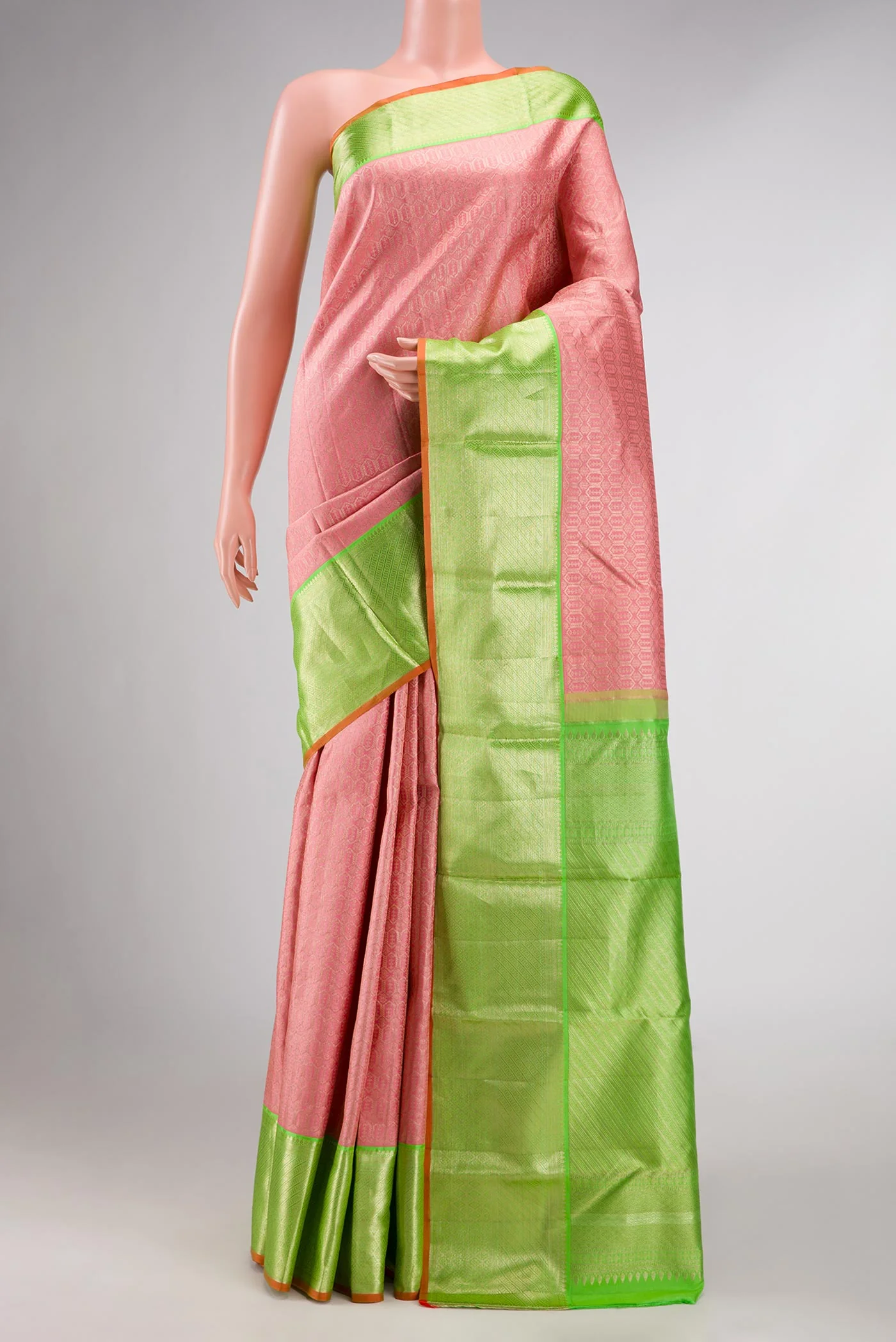 Pink Dual Tone Kanchipuram Silk Saree - Image 2