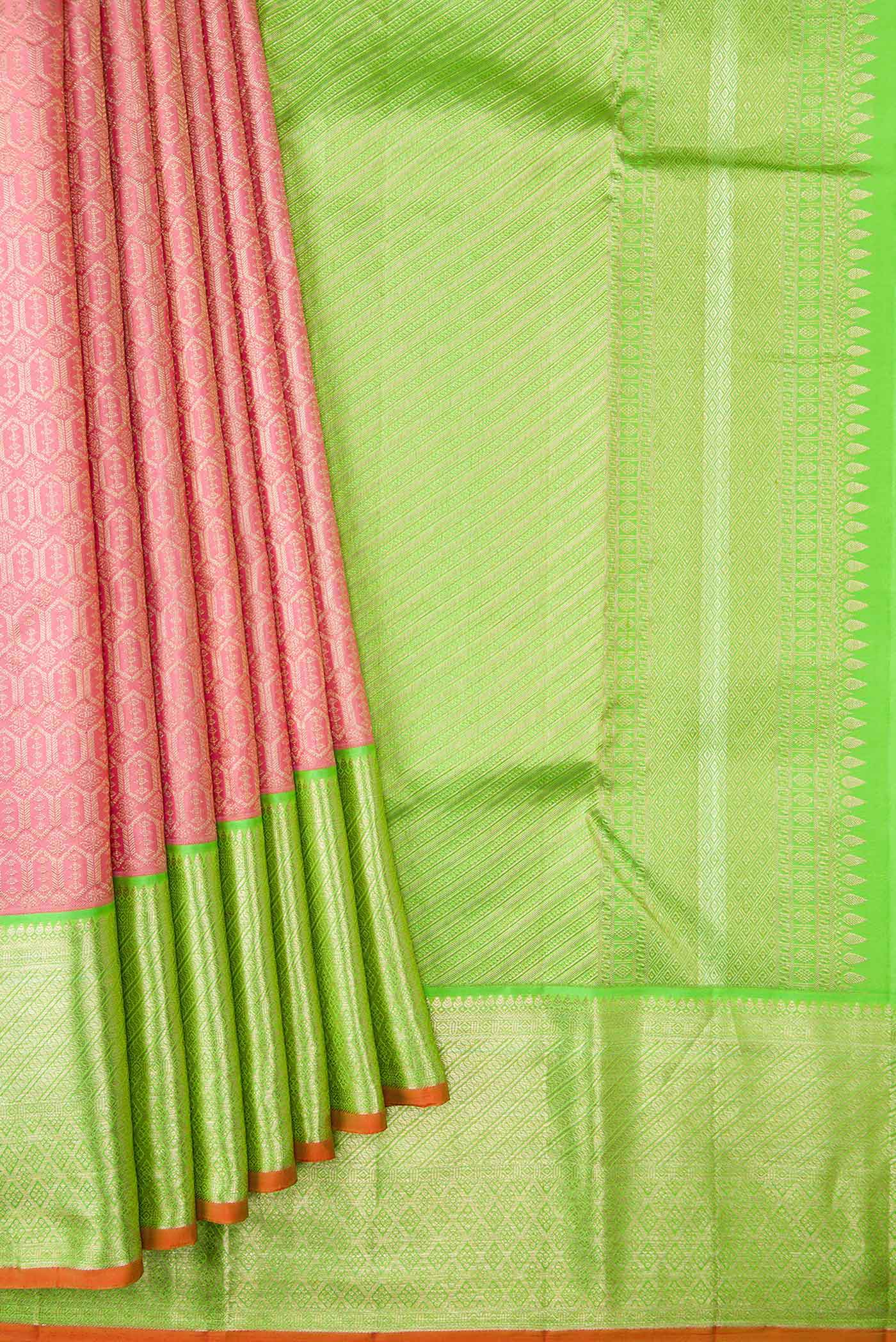 Pink Dual Tone Kanchipuram Silk Saree - Image 5
