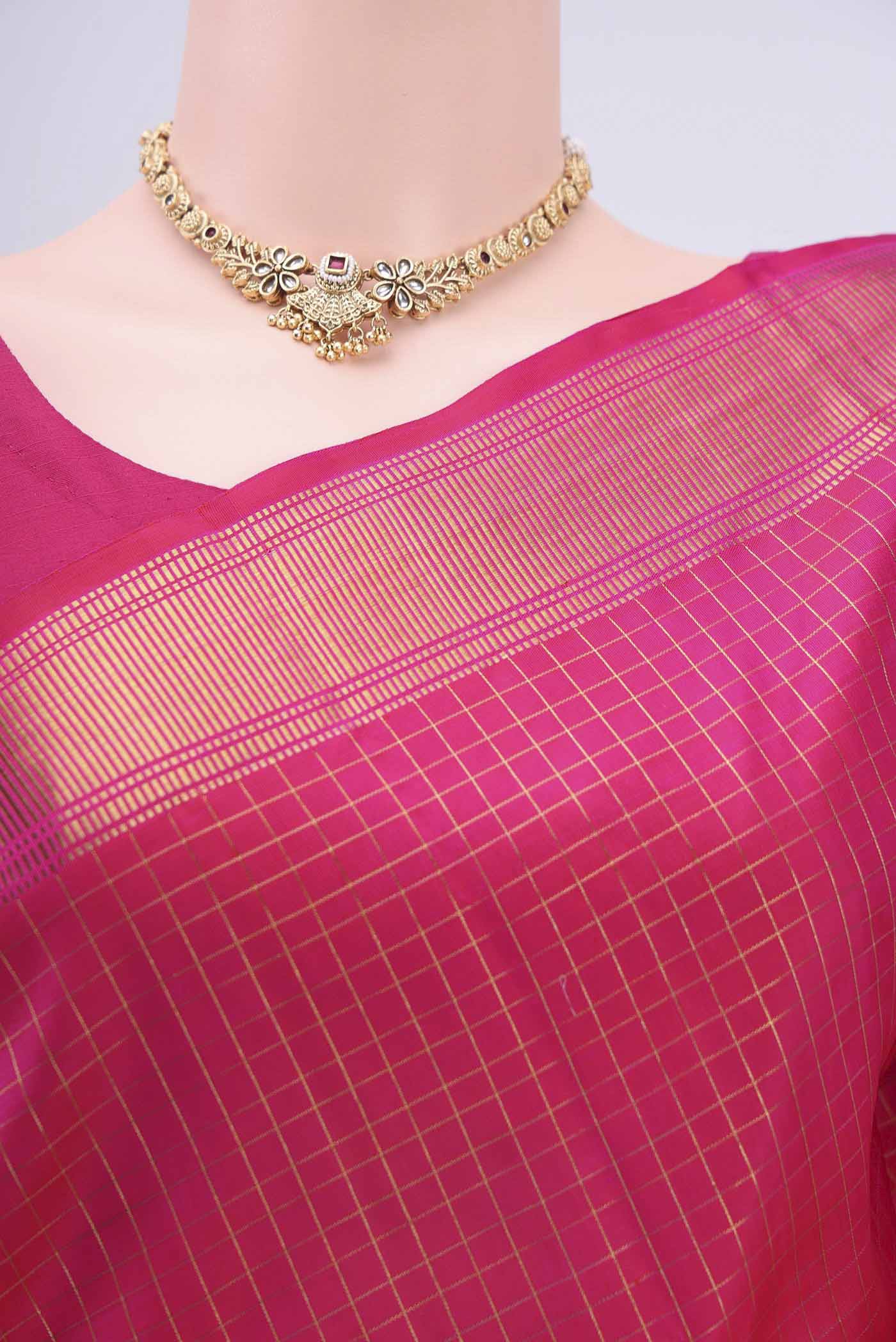 Pink Dual Tone Kanchipuram Silk Saree - Image 2