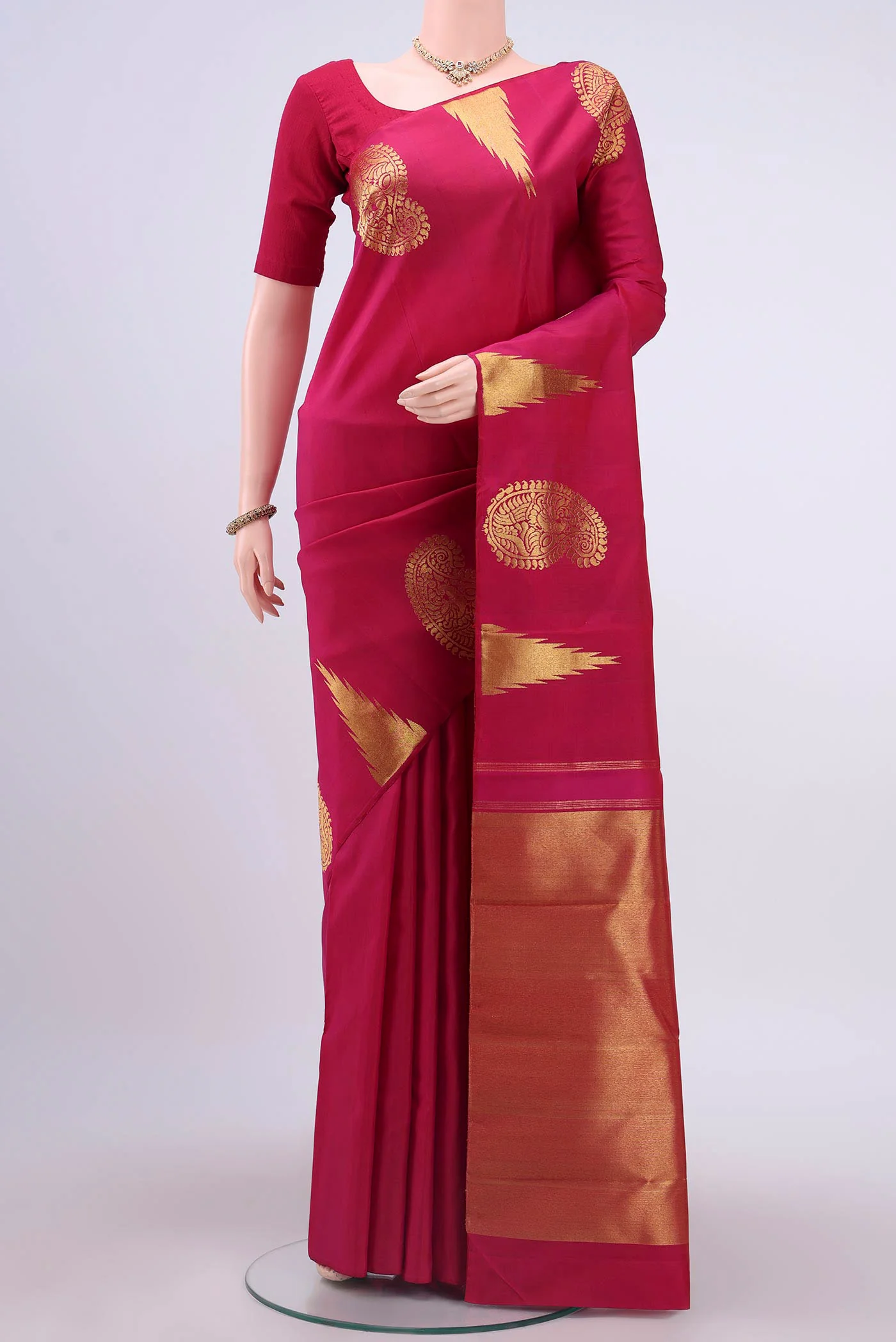 Pink Dual Tone Kanjivaram Silk Saree