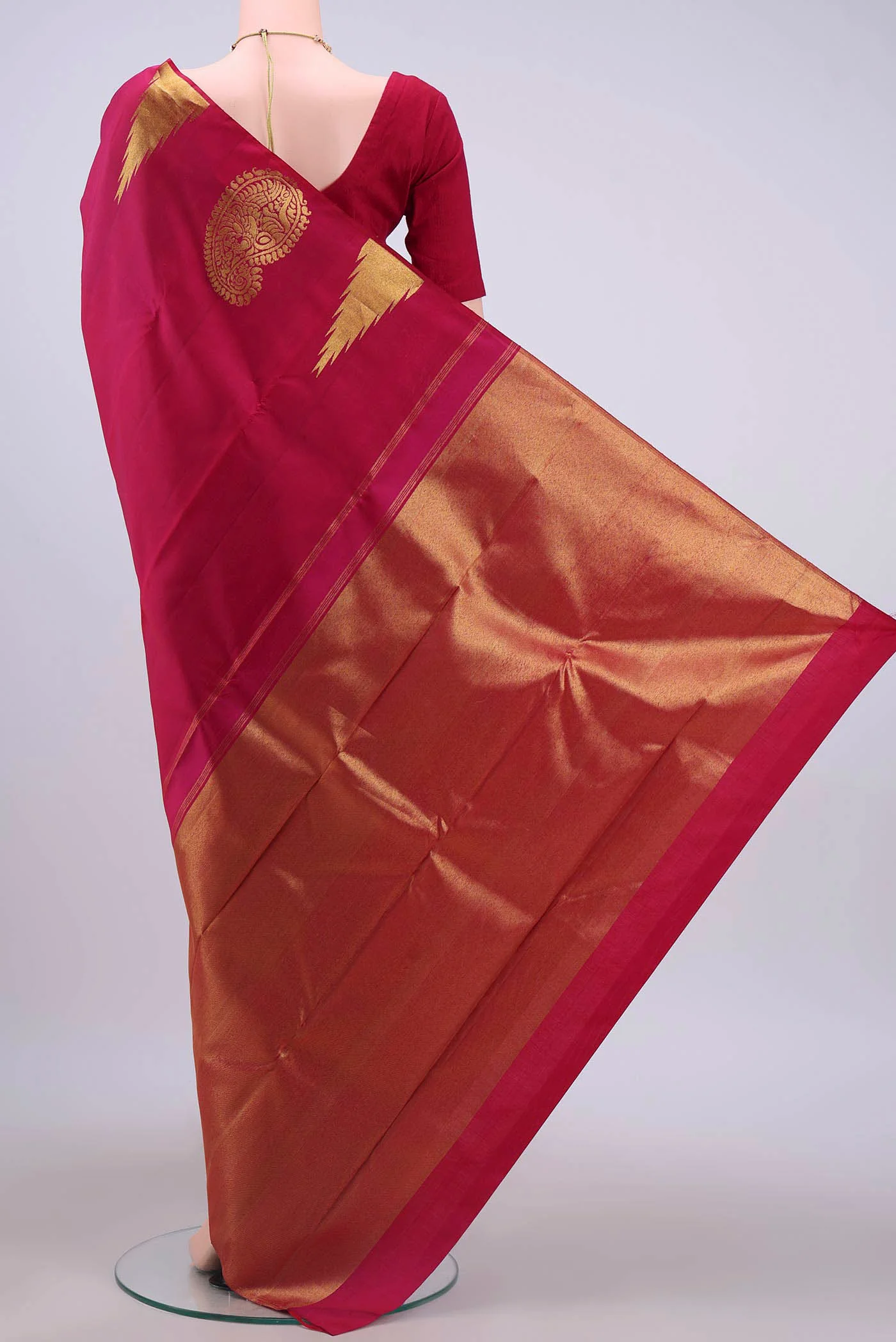 Pink Dual Tone Kanjivaram Silk Saree - Image 3