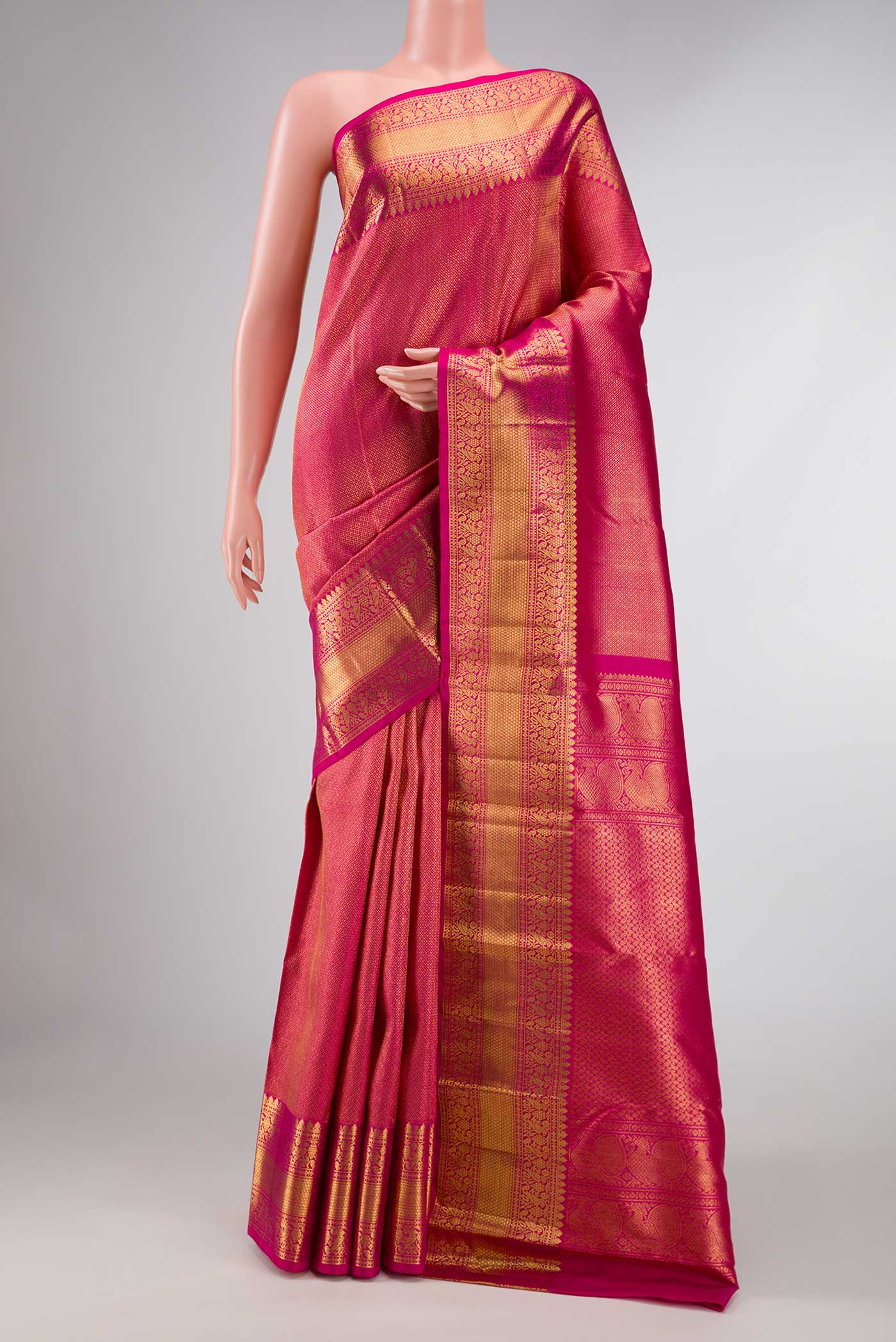 Pink Dual Tone Kanchipuram Silk Saree